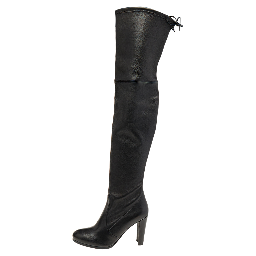 

Stuart Weitzman Black Leather Over The Knee Length Boots Size