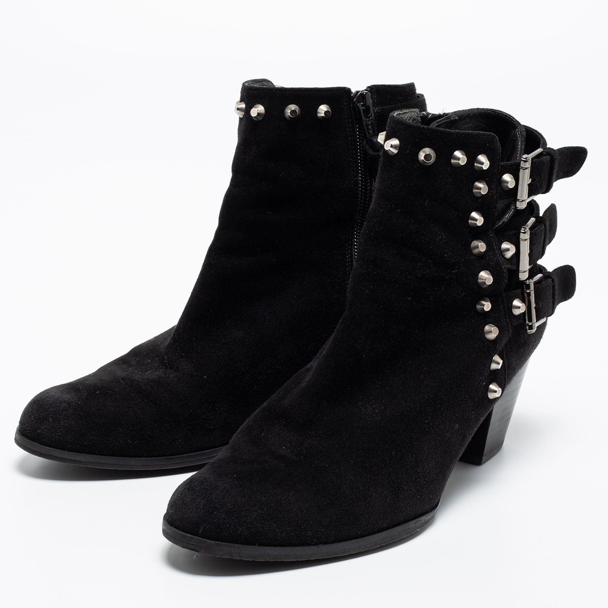 

Stuart Weitzman Black Suede Studded Accents Ankle Boots Size