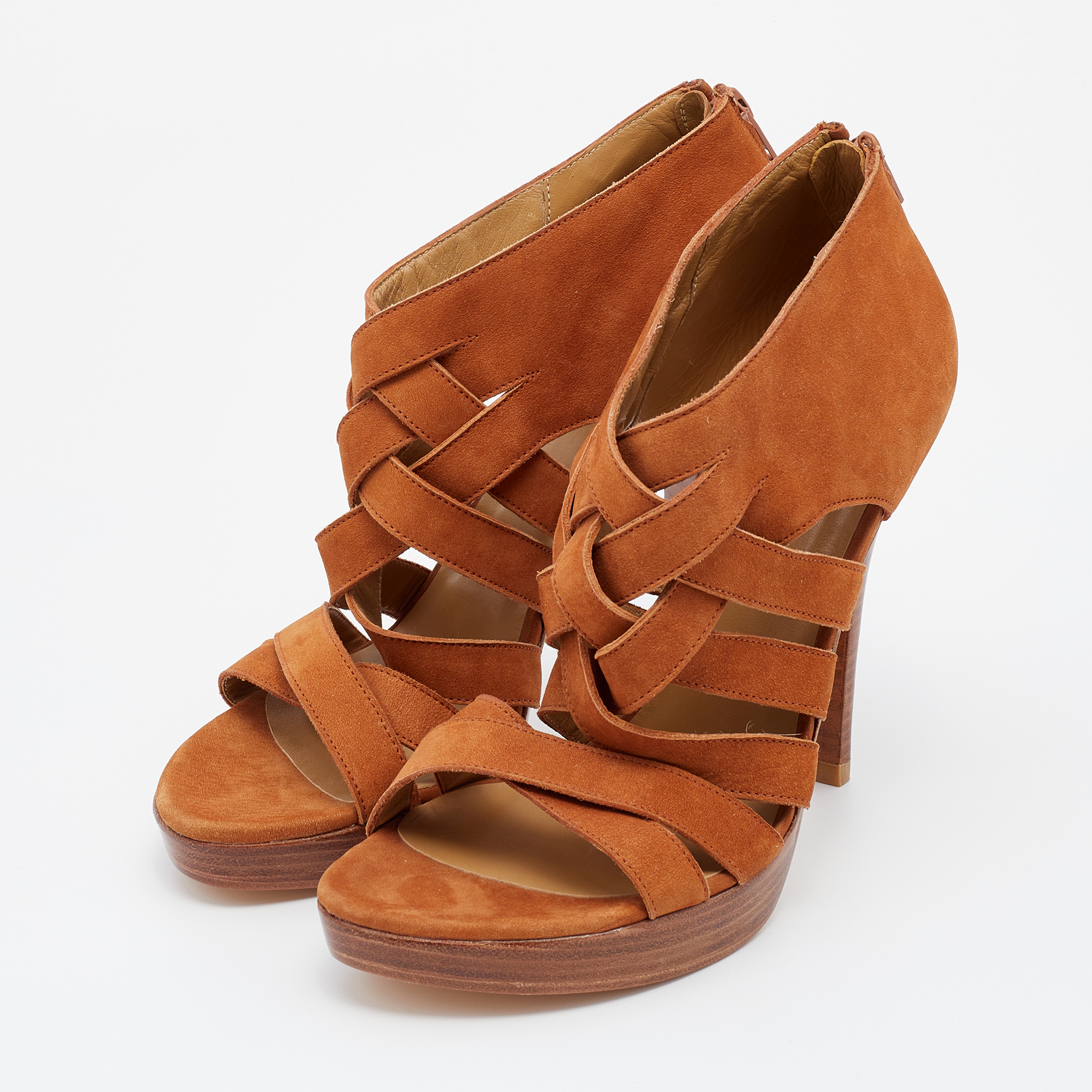 

Stuart Weitzman Brown Suede Strappy Sandals Size