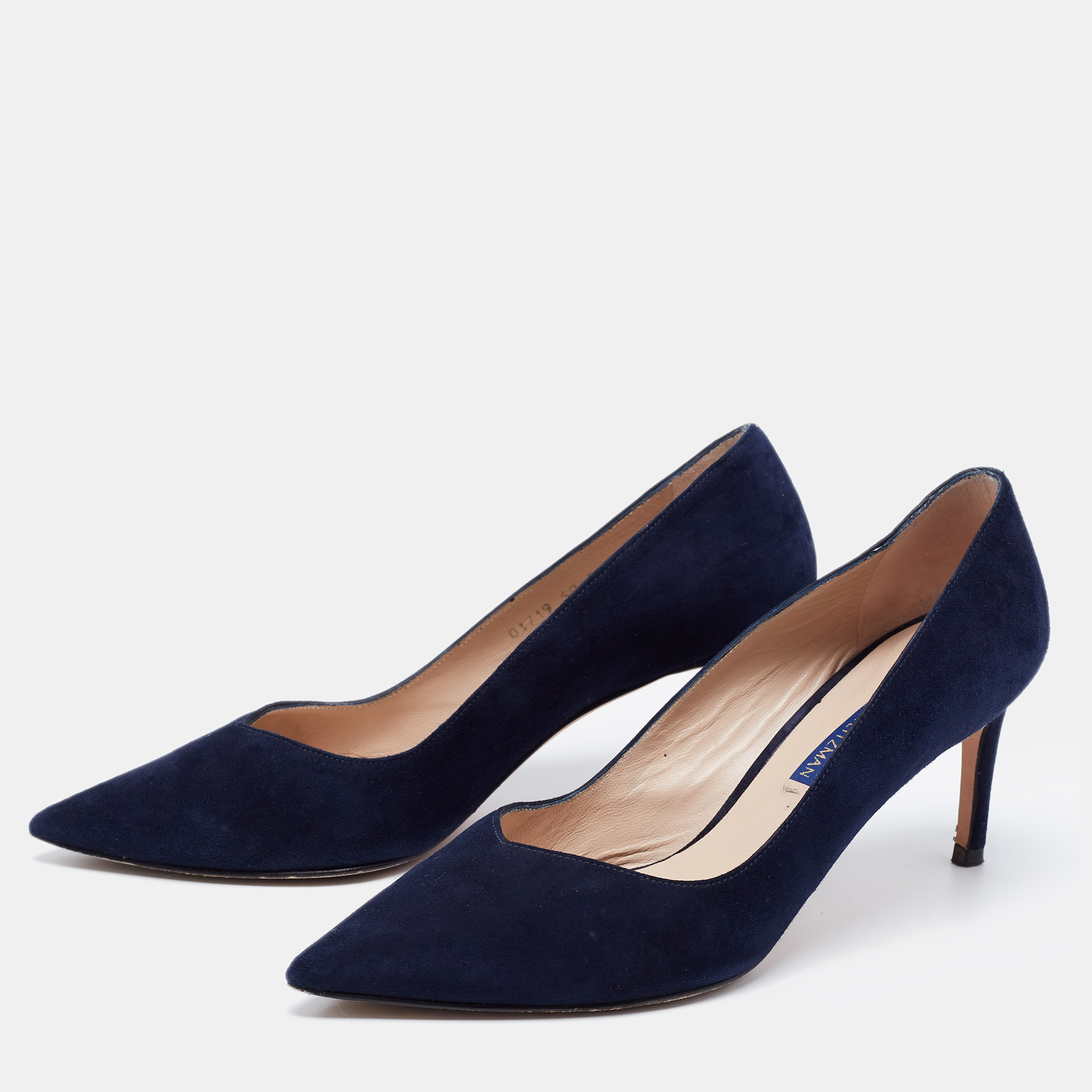 

Stuart Weitzman Blue Suede Anny Pointed Toe Pumps Size