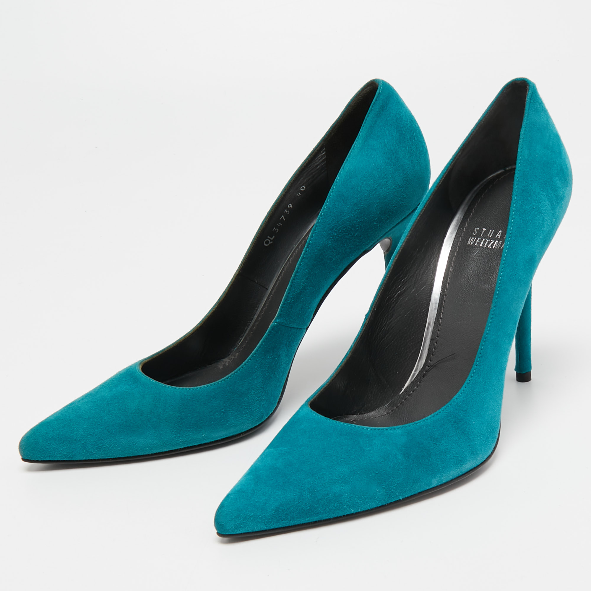 

Stuart Weitzman Blue Suede Pointed Toe Pumps Size