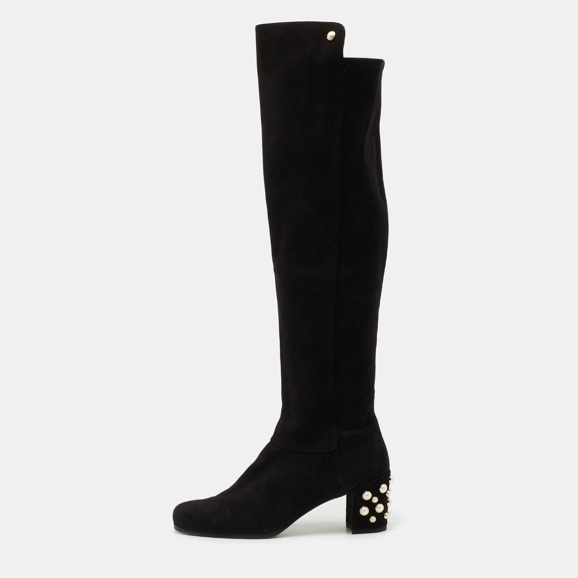 Stuart weitzman outlet boots with pearls