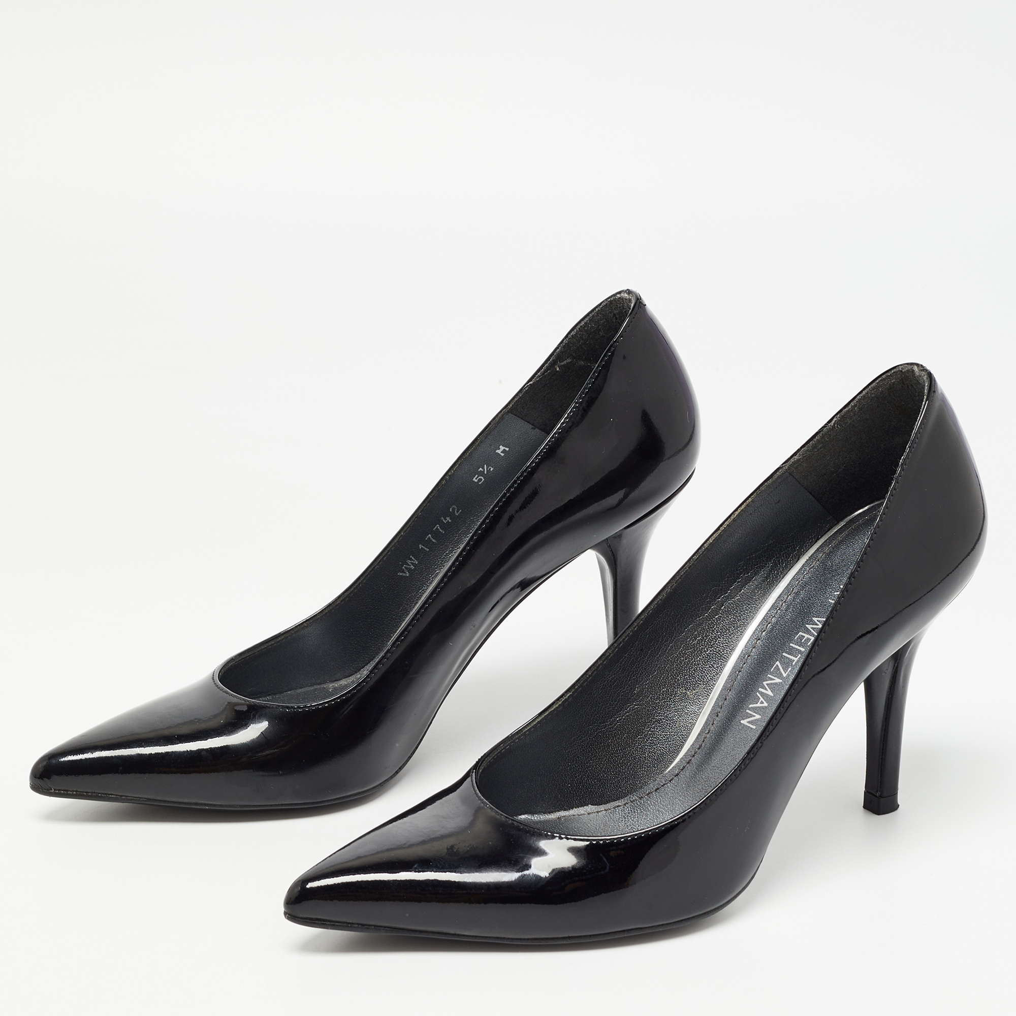 

Stuart Weitzman Black Patent Leather Pointed Toe Pumps Size