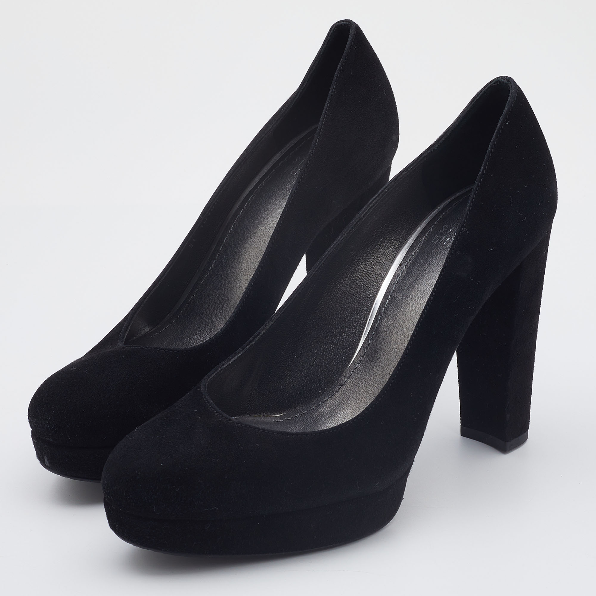 

Stuart Weitzman Black Suede Block Heel Pumps Size