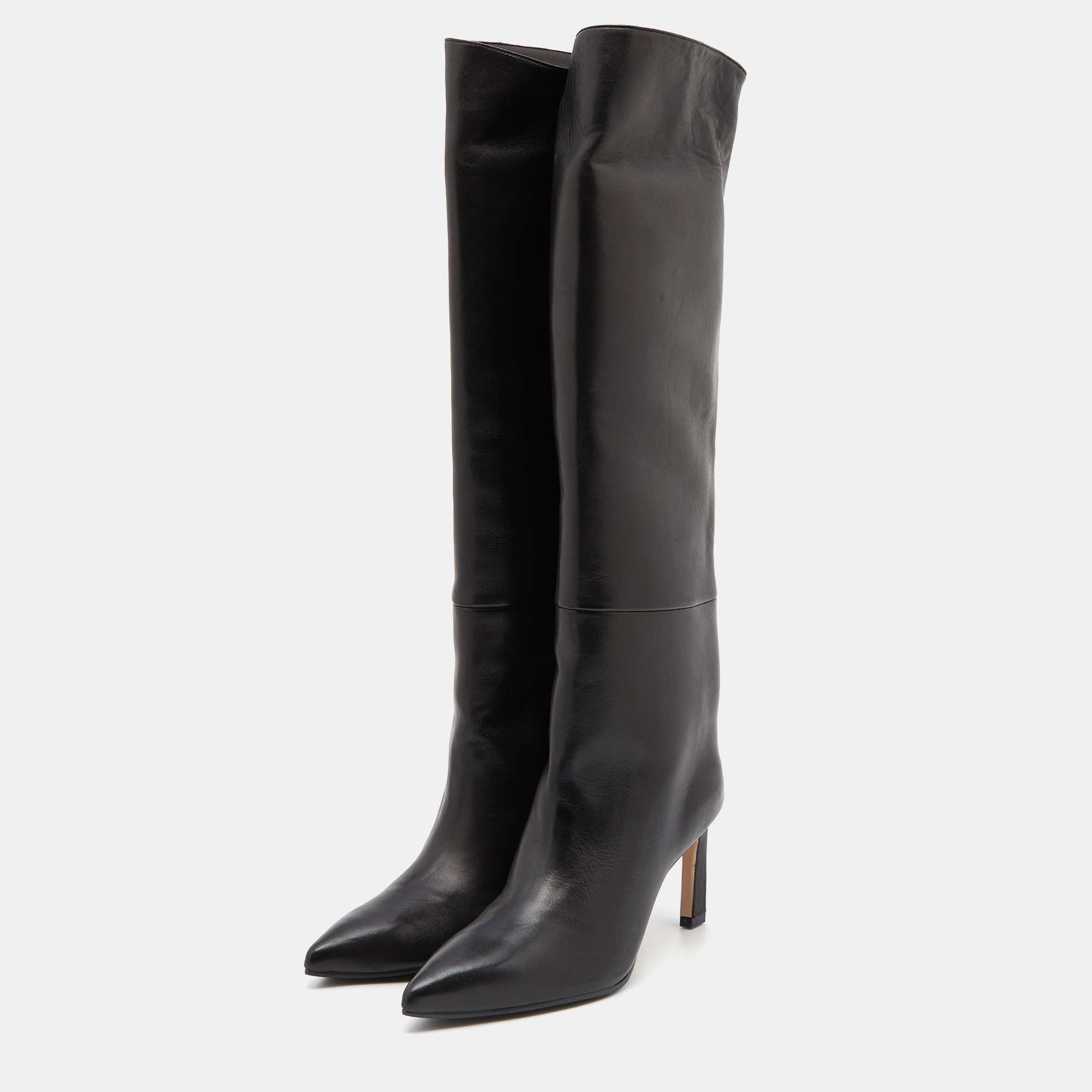 

Stuart Weitzman Black Leather Pointed Toe Knee Length Boots Size
