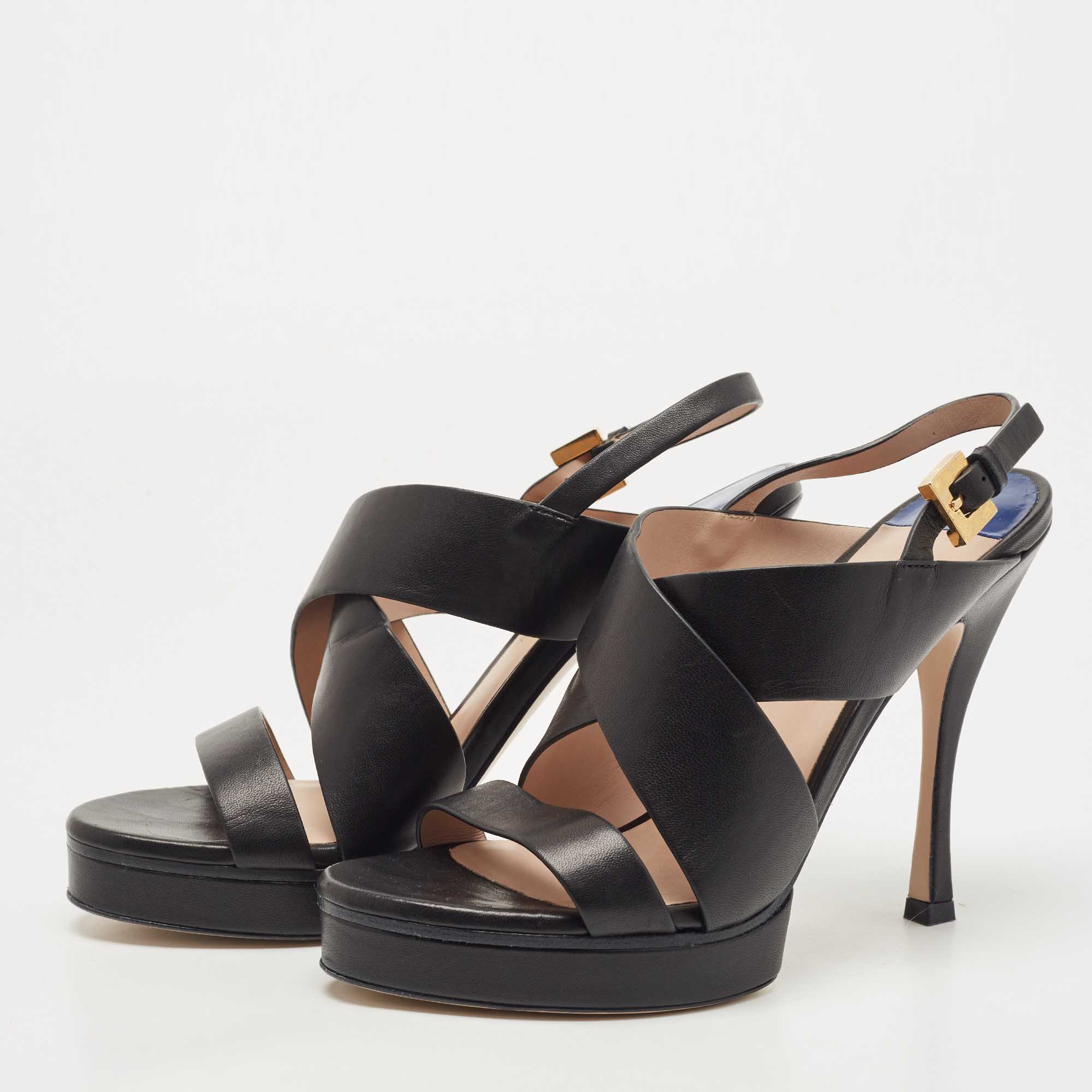 

Stuart Weitzman Black Leather Hester Sandals Size