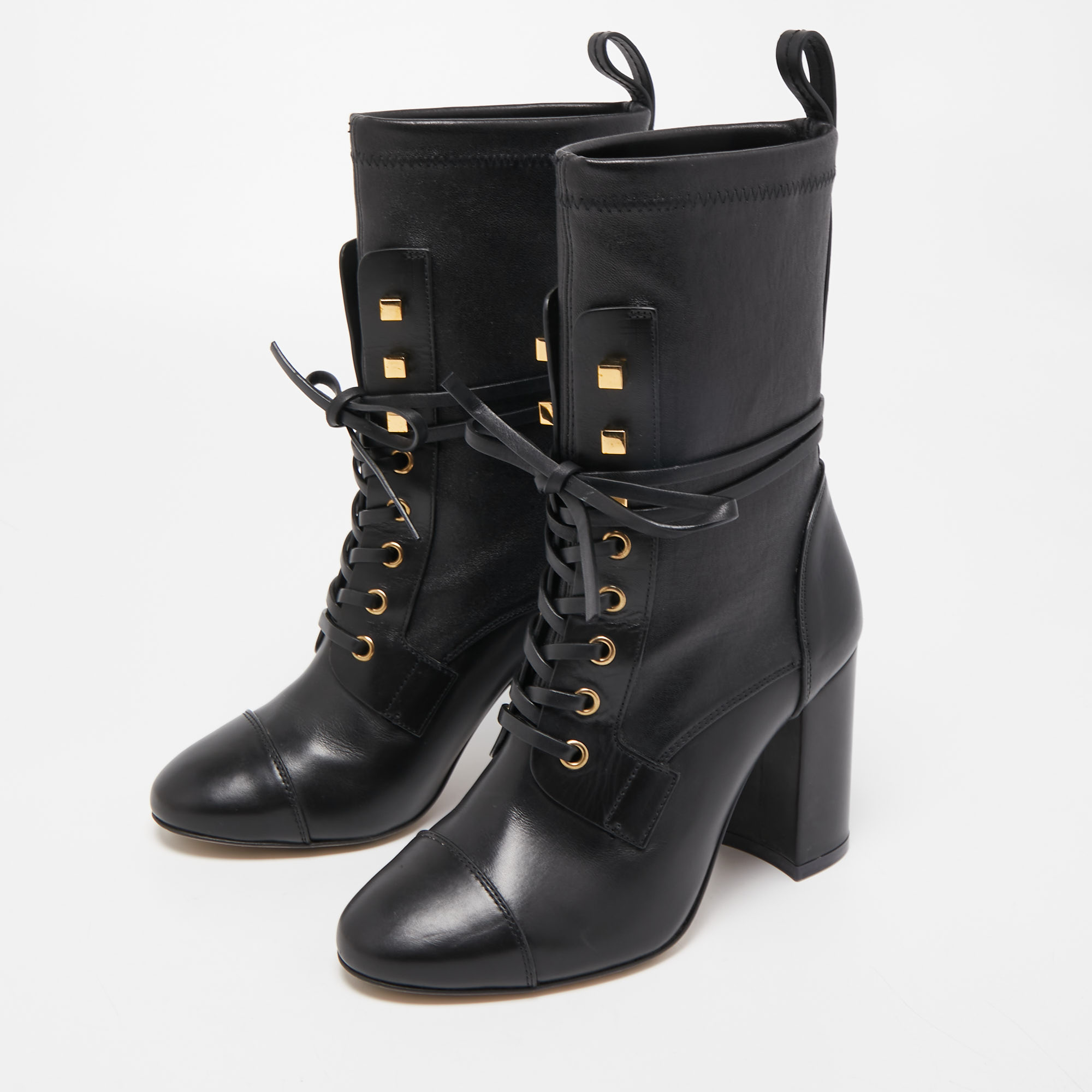 

Stuart Weitzman Black Leather Mid Calf Boots Size