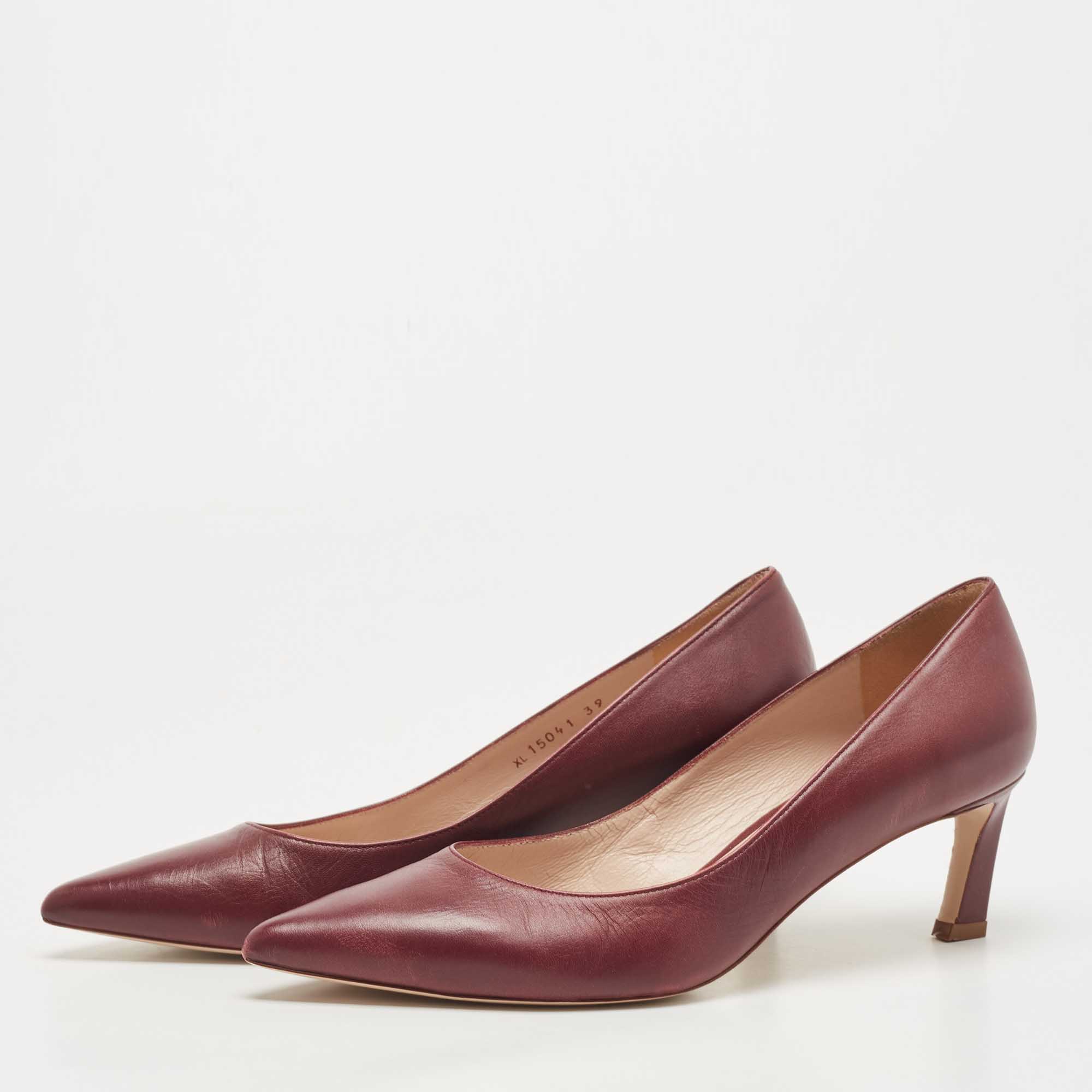 

Stuart Weitzman Burgundy Leather Pointed Toe Pumps Size