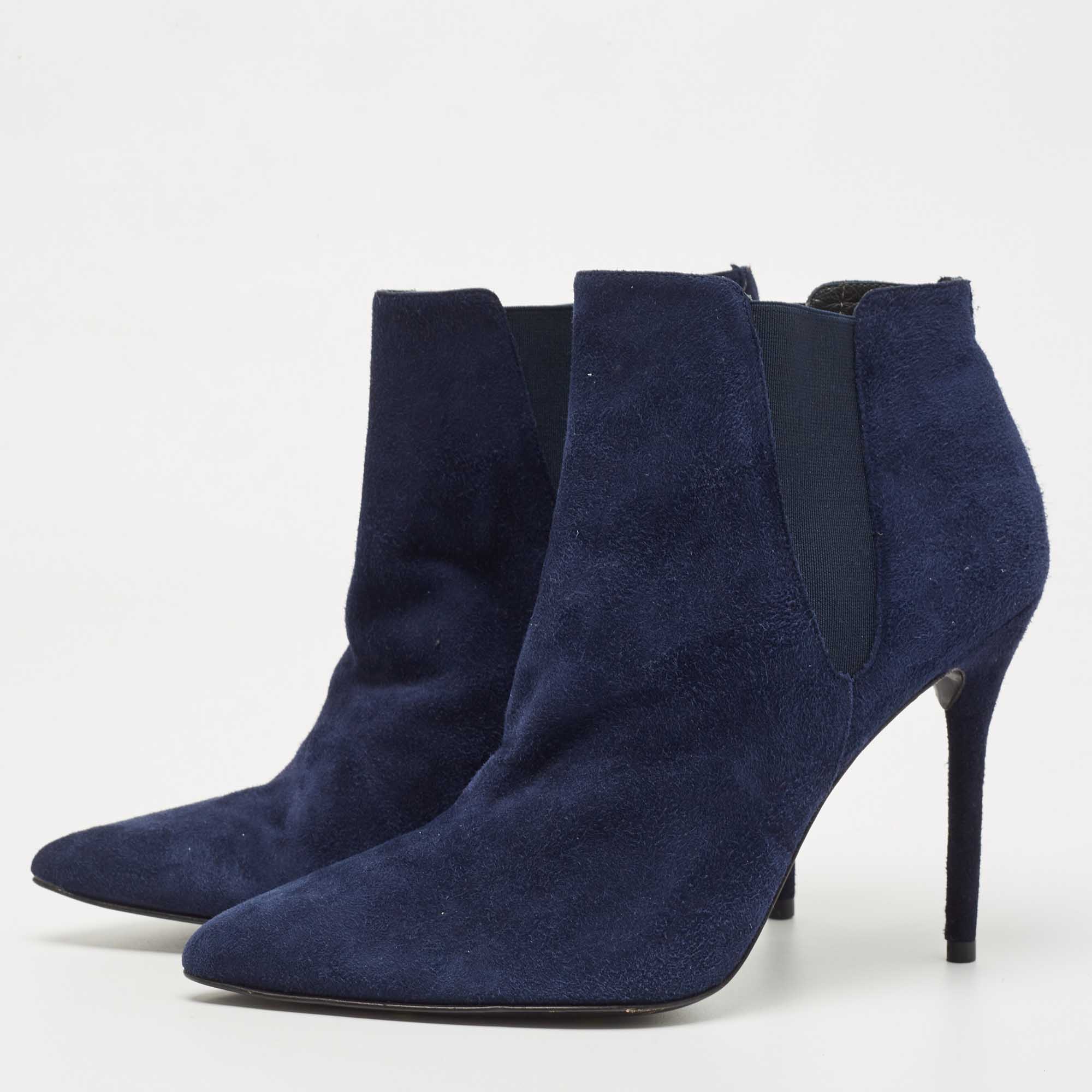 

Stuart Weitzman Navy Blue Suede Pointed Toe Ankle Booties Size