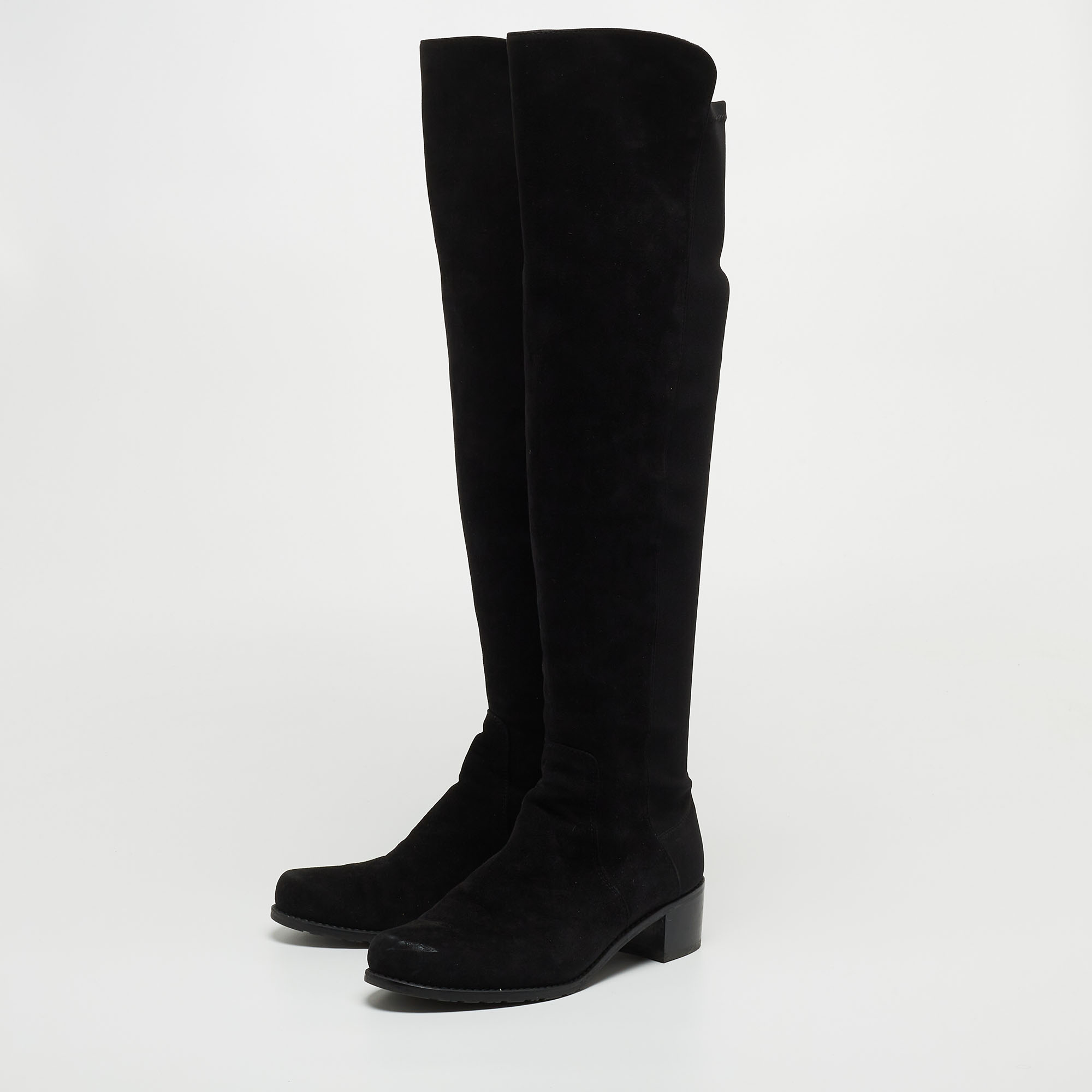 

Stuart Weitzman Black Suede and Fabric Knee Length Boots Size