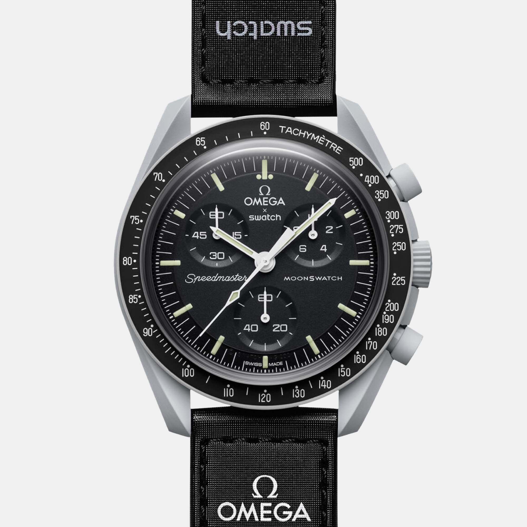 

Omega X Swatch Grey Velcro Moon Swatch Mission To The Moon Wristwatch, Black