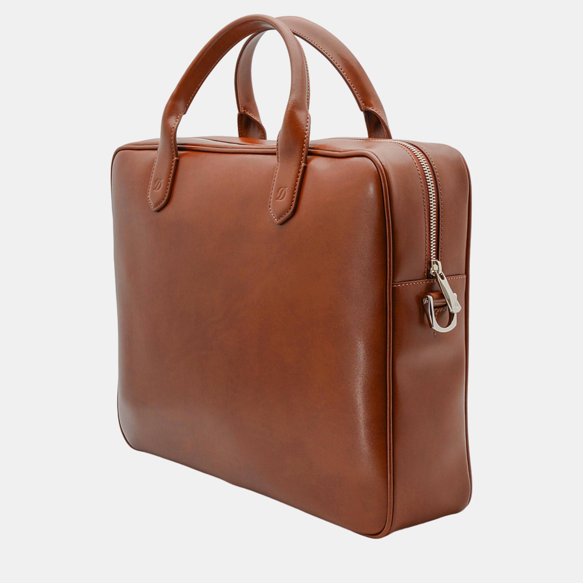 

S.T. Dupont Line D Brown Leather Portfolio Laptop Briefcase