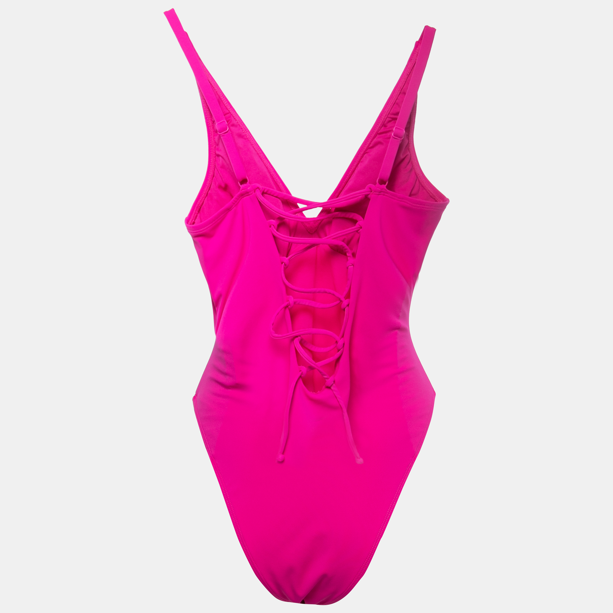 

TA3 Pink Jersey Lace Up High Cut Plungey Swimsuit