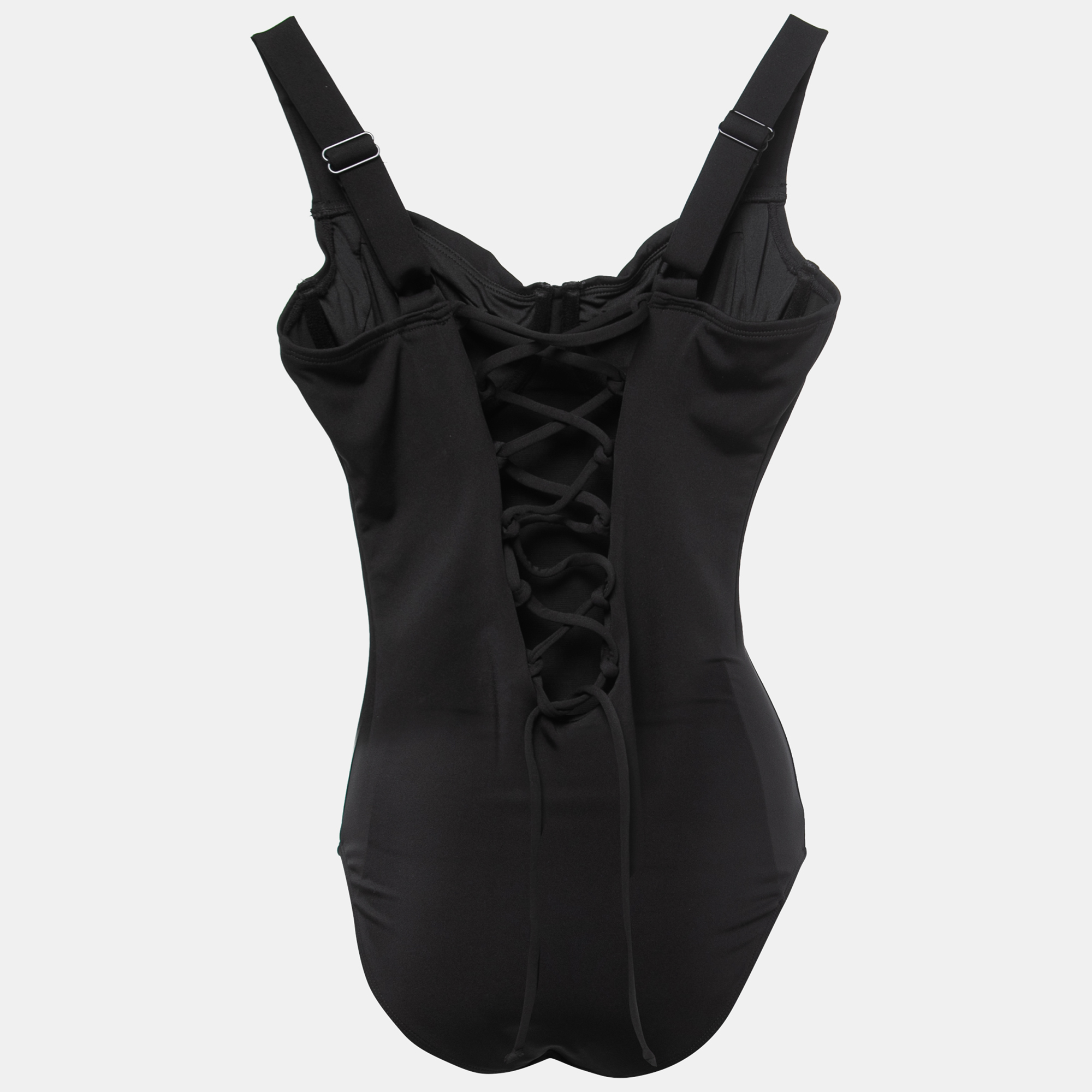 

TA3 Black Jersey Lace Up High Cut Plungey Swimsuit