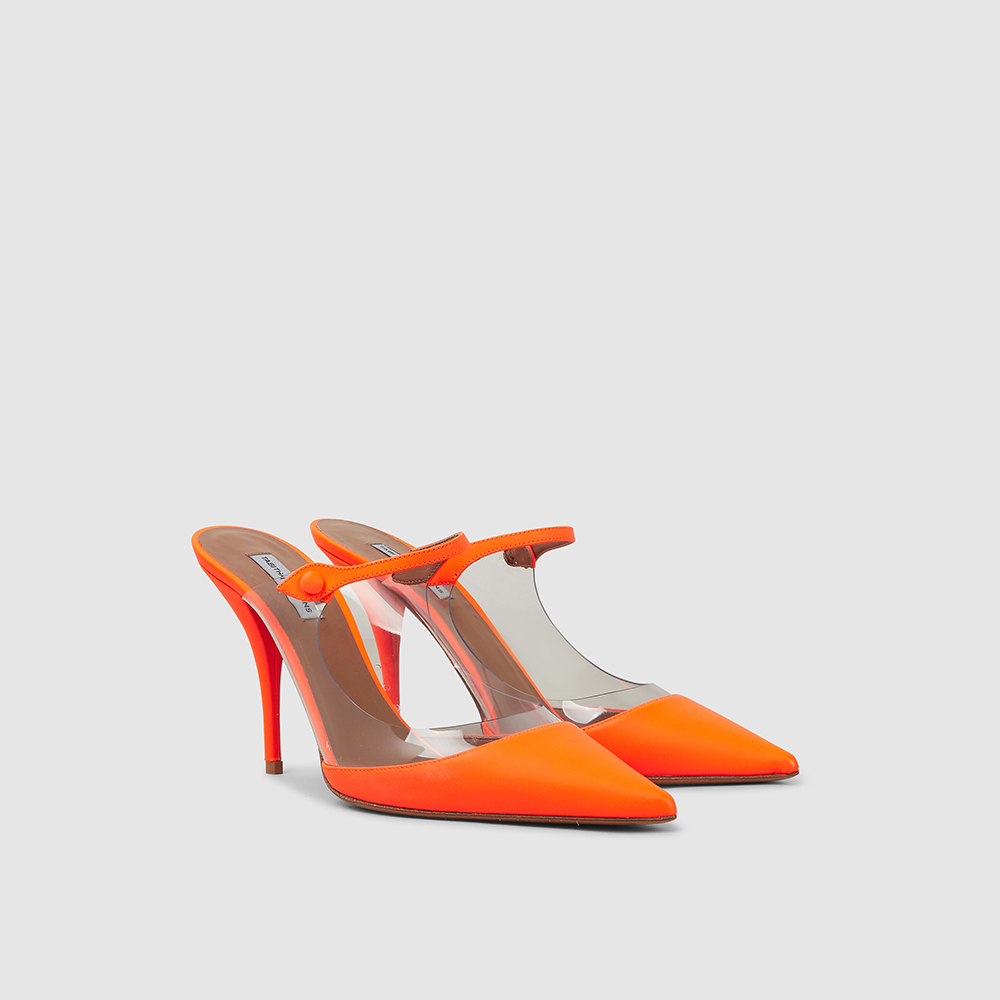 

Tabitha Simmons Orange Allie Leather and PVC Mules IT