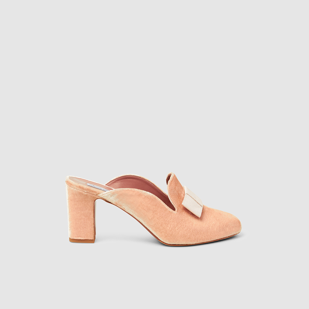 pink block heel mules