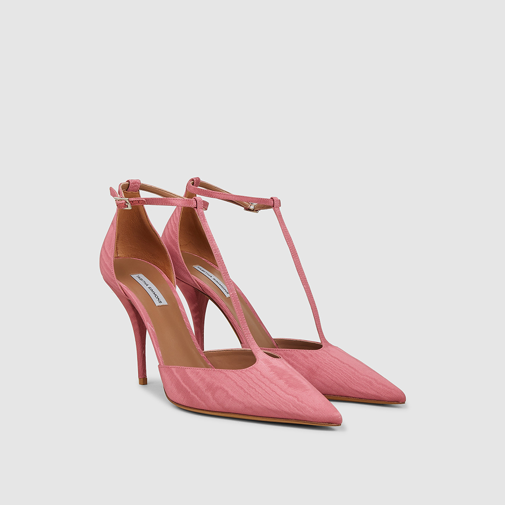 

Tabitha Simmons Pink Lou Lou Moire High Heel Pumps IT