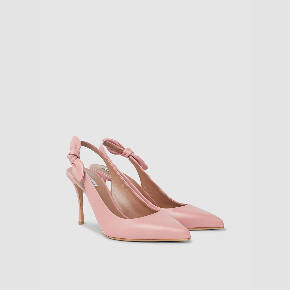 

Tabitha Simmons Pink Millie Slingback Bow Leather Pumps FR