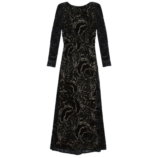 مملوكة مسبقًا Tadashi Shoji Soft Velvet Embroidered Gown S