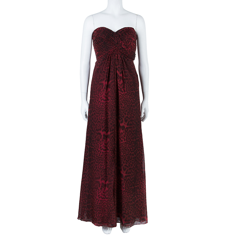 

Tadashi Shoji Leopard Print Evening Gown, Red