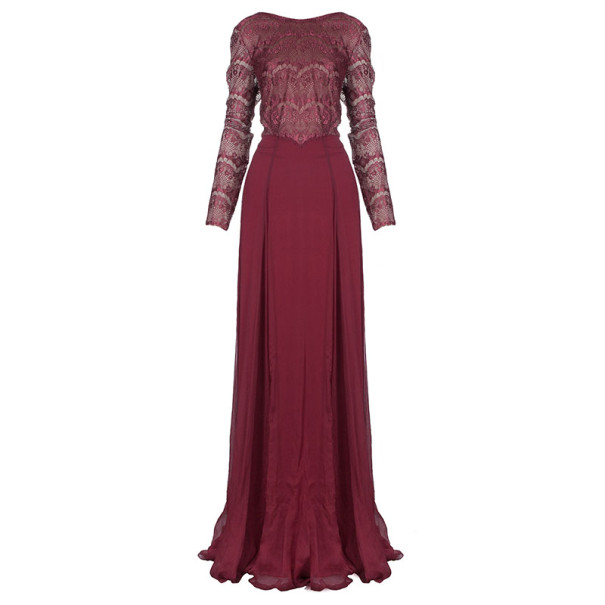 Tadashi Shoji Red Lace Sequin Dress L