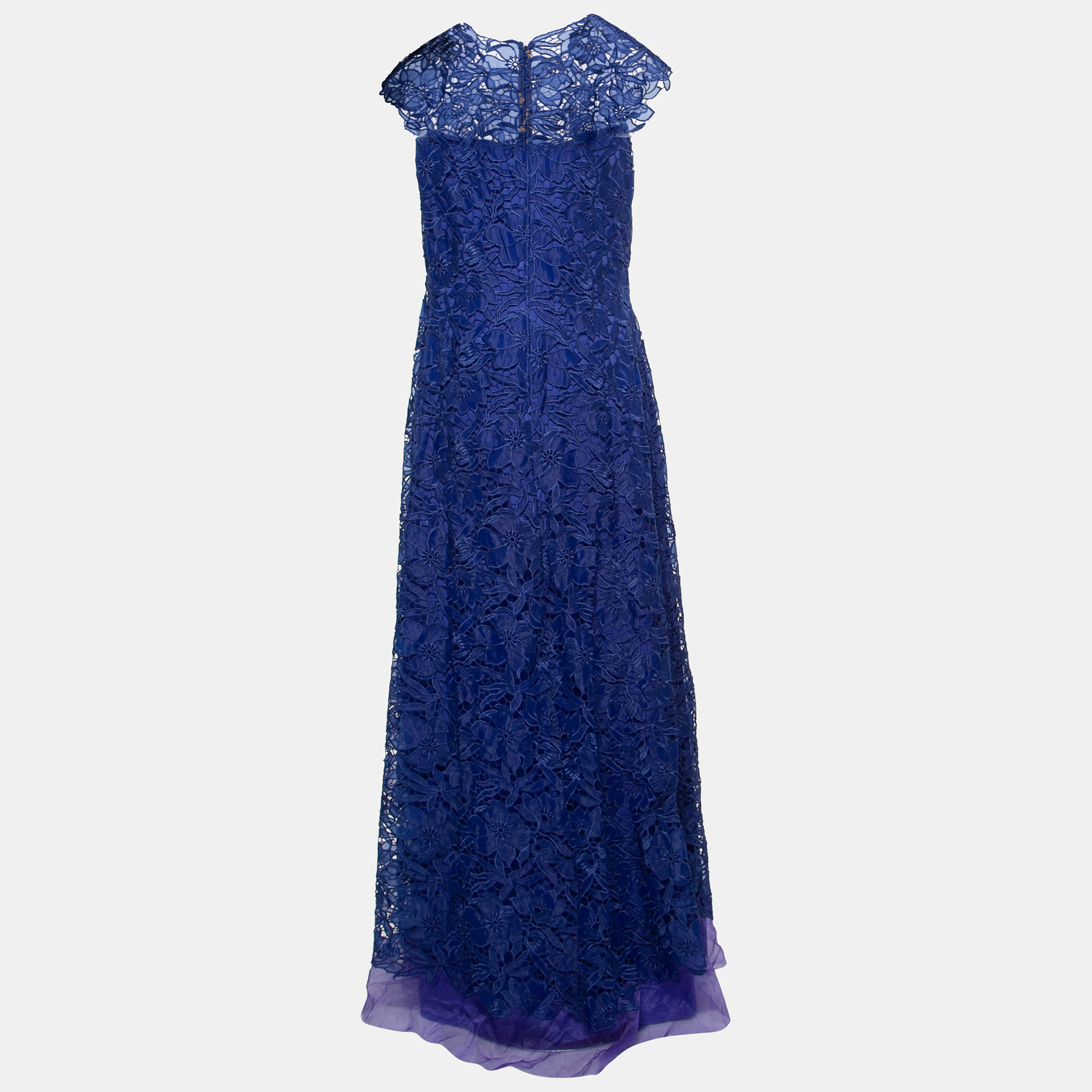 

Tadashi Shoji Blue Floral Embroidered Organza Gown