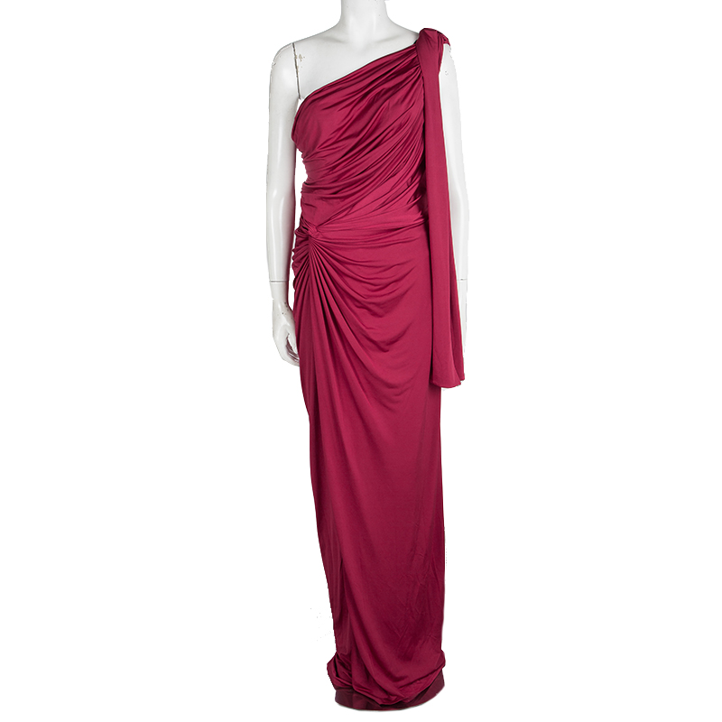 

Tadashi Shoji Red One Shoulder Draped Gown