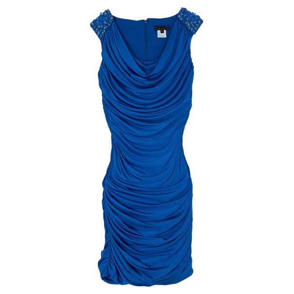 مملوكة مسبقًا Tadashi Shoji Royal Blue Ruched Dress S