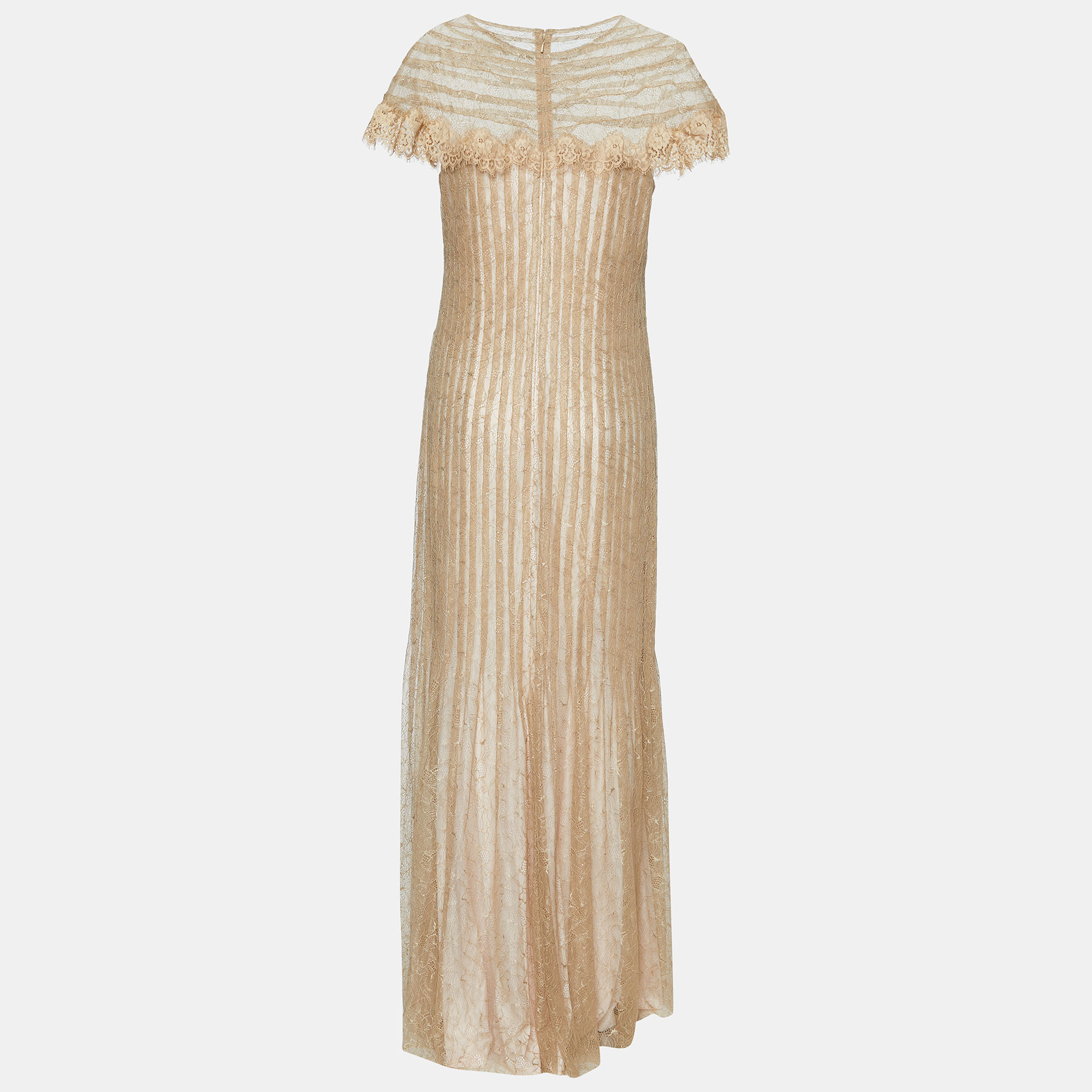 

Tadashi Shoji Golf Paneled Lace Gown, Gold