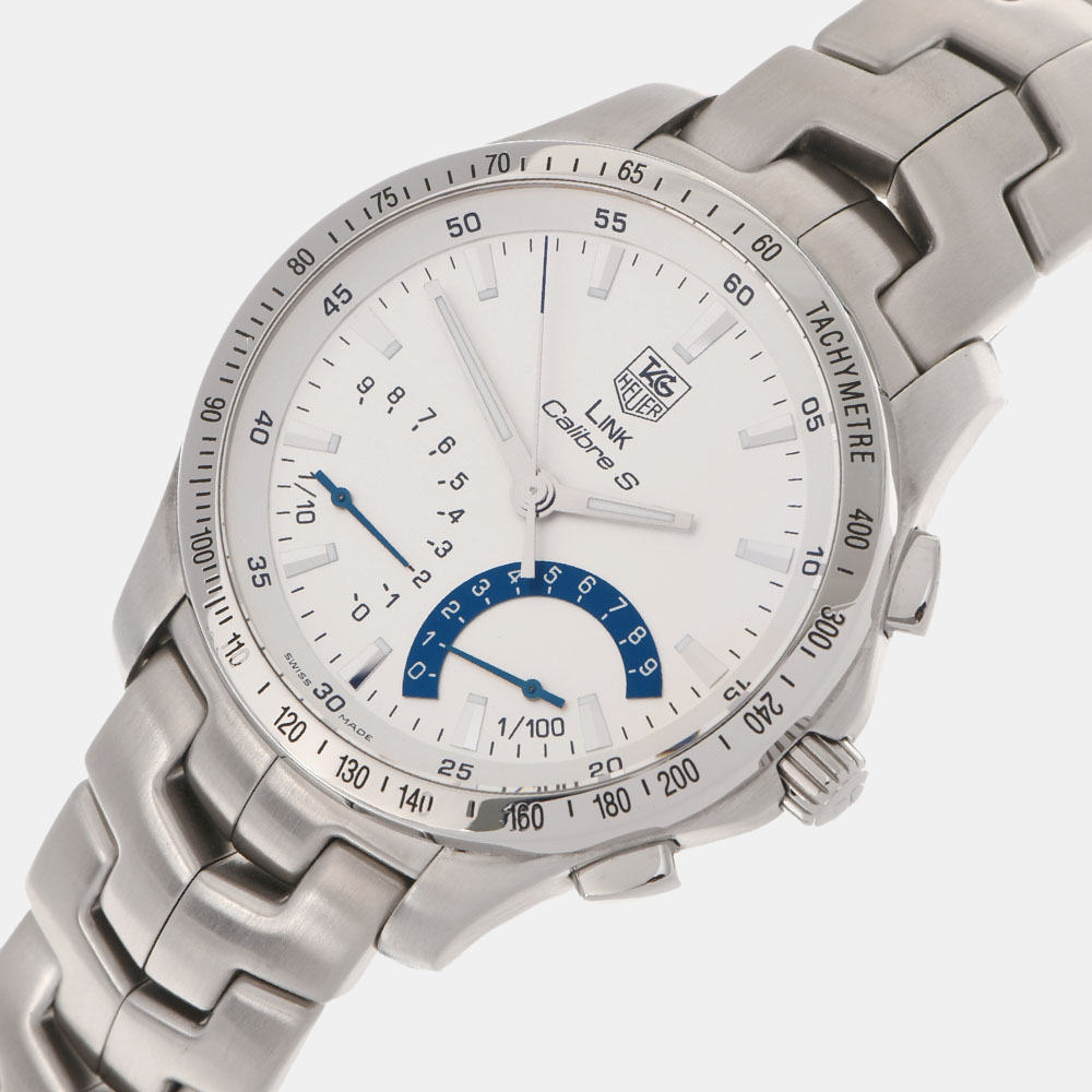 

Tag Heuer White Stainless Steel Link CJF7111 Quartz Men's Wristwatch 41 mm, Silver