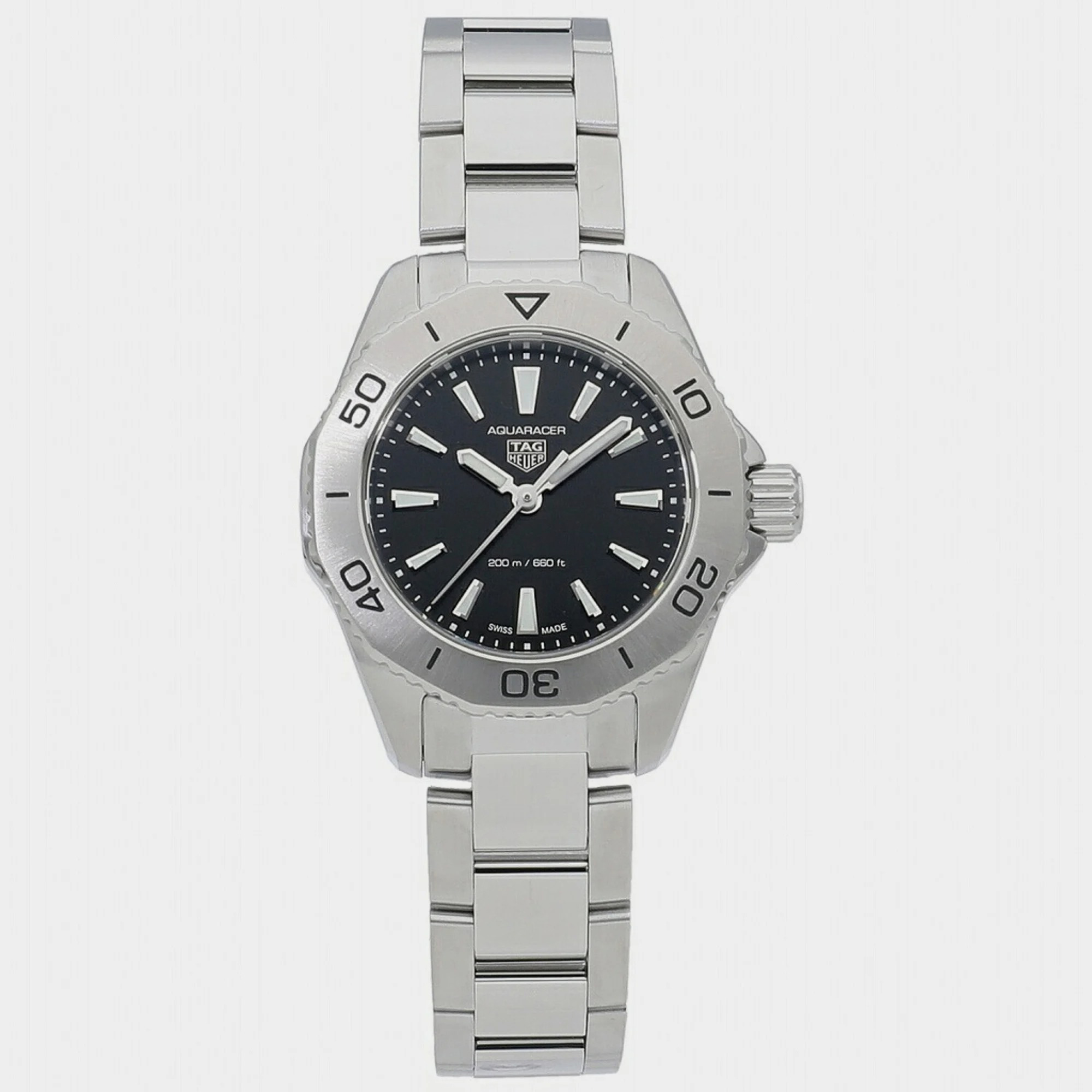 Pre-owned Tag Heuer Black Stainless Steel Aquaracer Wbp1410.ba0622 Quartz Women's Wristwatch 30 Mm