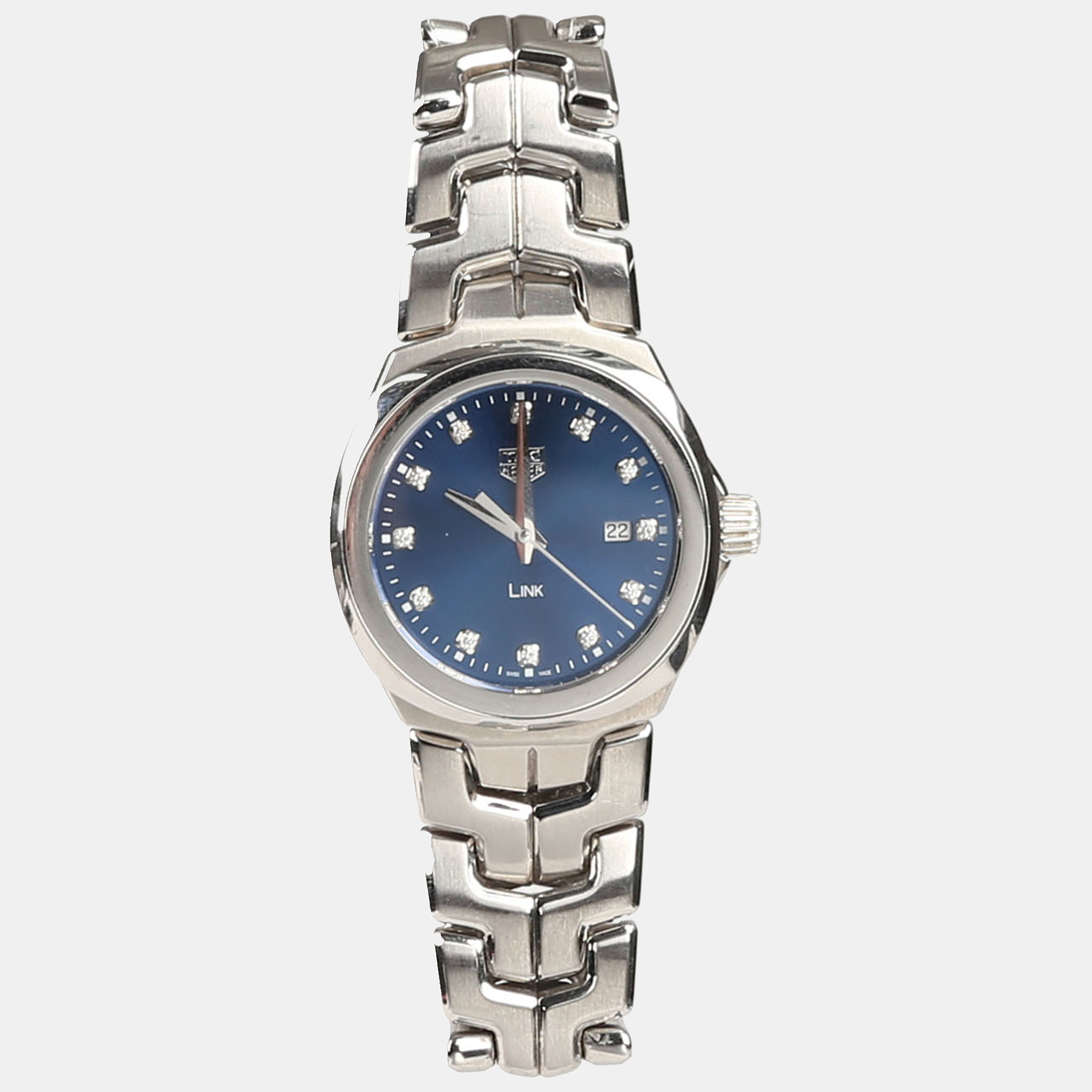 

Tag Heuer Blue Stainless Steel Diamond Link WBC1318 Quartz Women's Wristwatch 32 mm