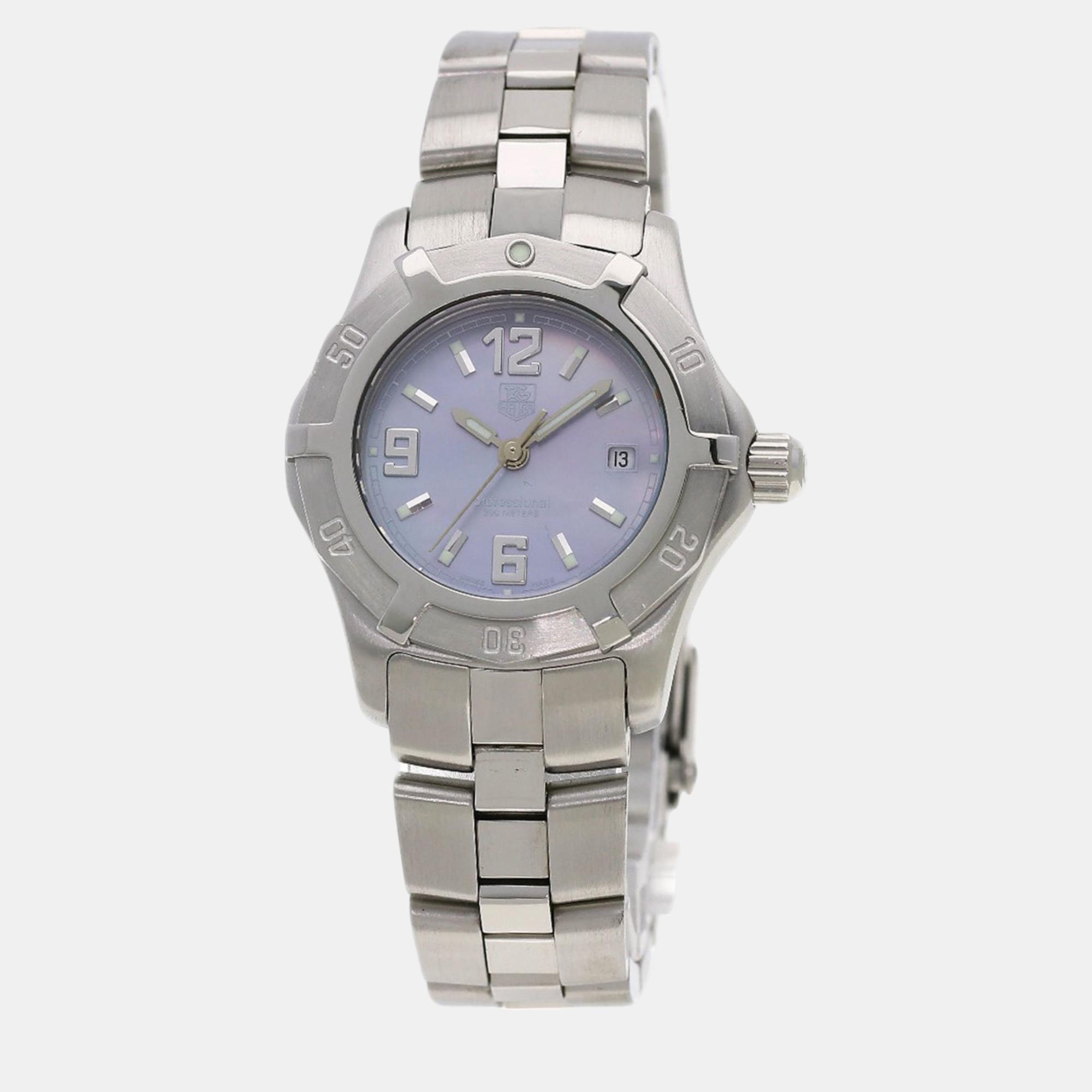 

Tag Heuer Mother of Pearl Stainless Steel Professional WN1318 Quartz Women's Wristwatch 28 mm, Purple