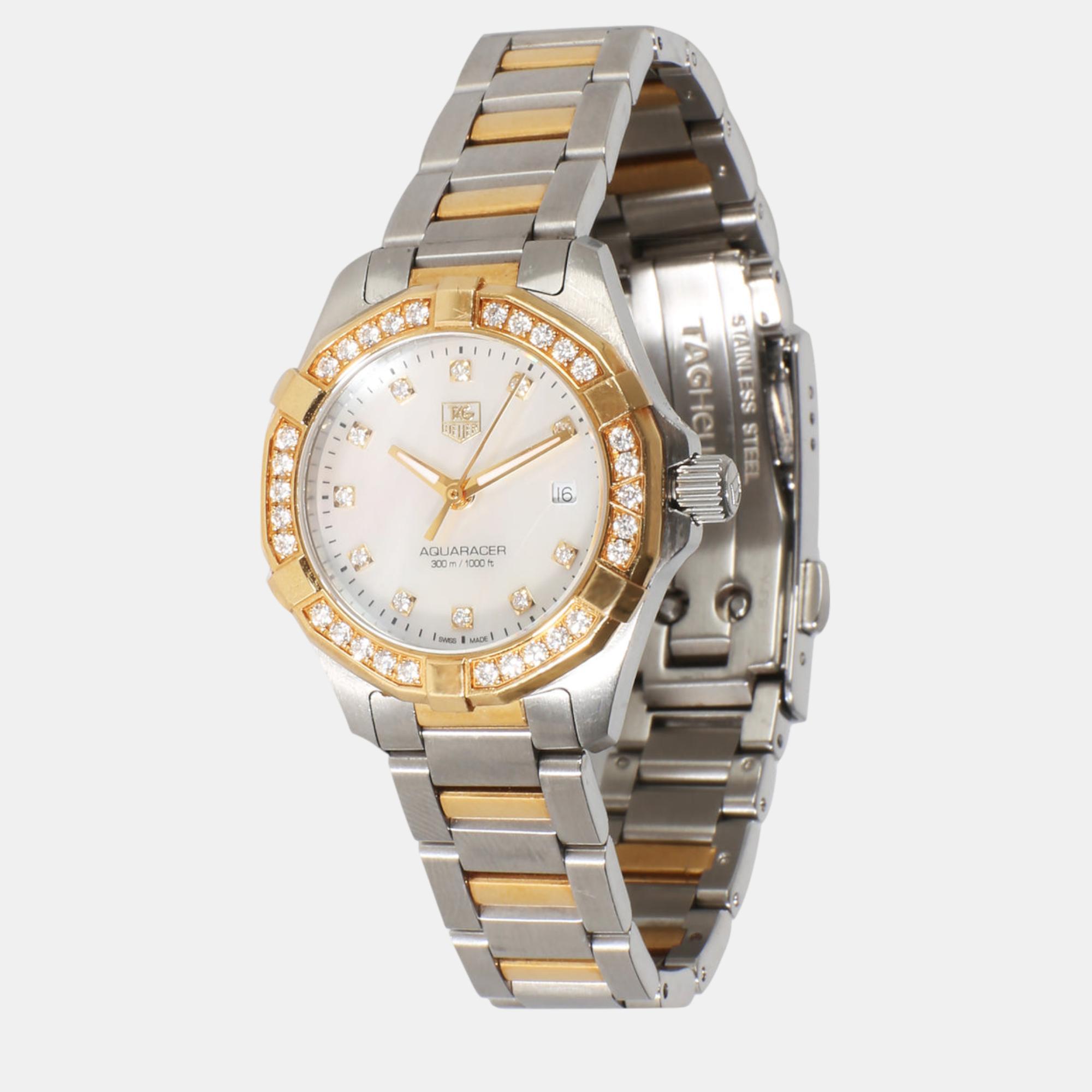 

Tag Heuer 18kt Stainless Steel/Yellow Aquaracer WAY1453.BD0922 Women's Watch, Silver