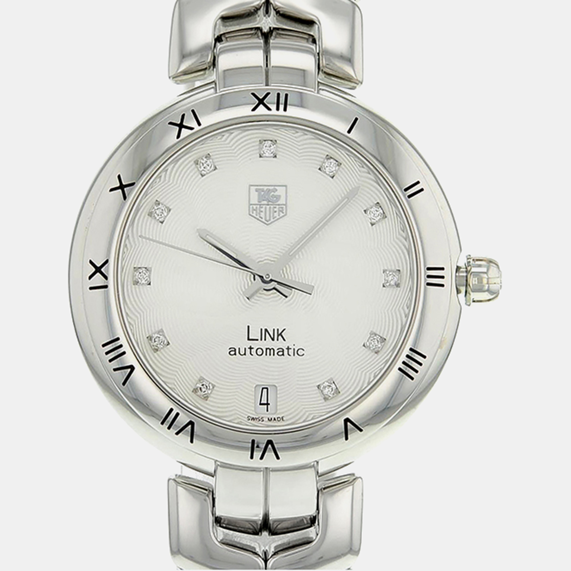 Tag Heuer White Diamonds Stainless Steel Link  WAT2311.BA0956 Automatic Women`s Wristwatch 34mm 