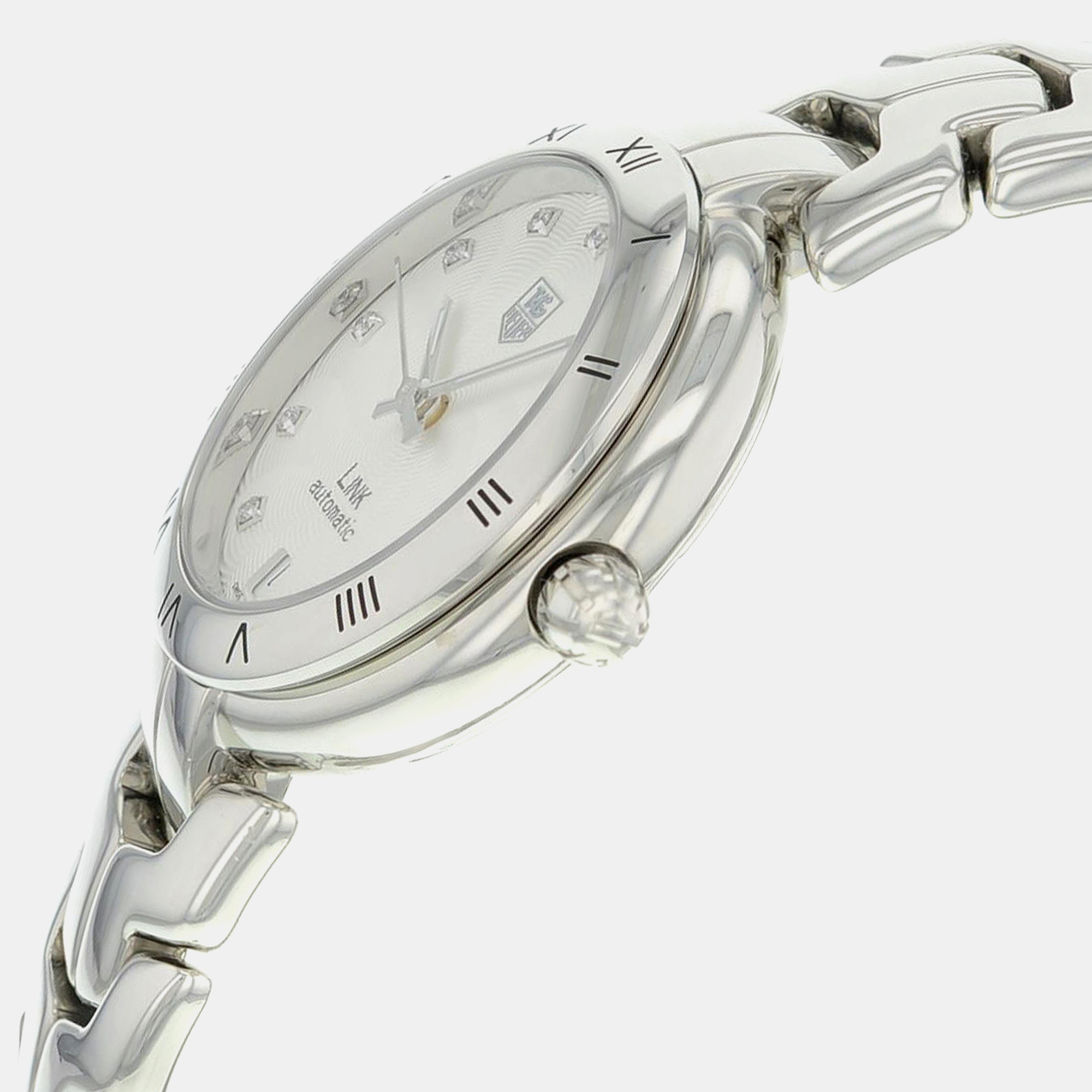 Tag Heuer White Diamonds Stainless Steel Link  WAT2311.BA0956 Automatic Women`s Wristwatch 34mm 