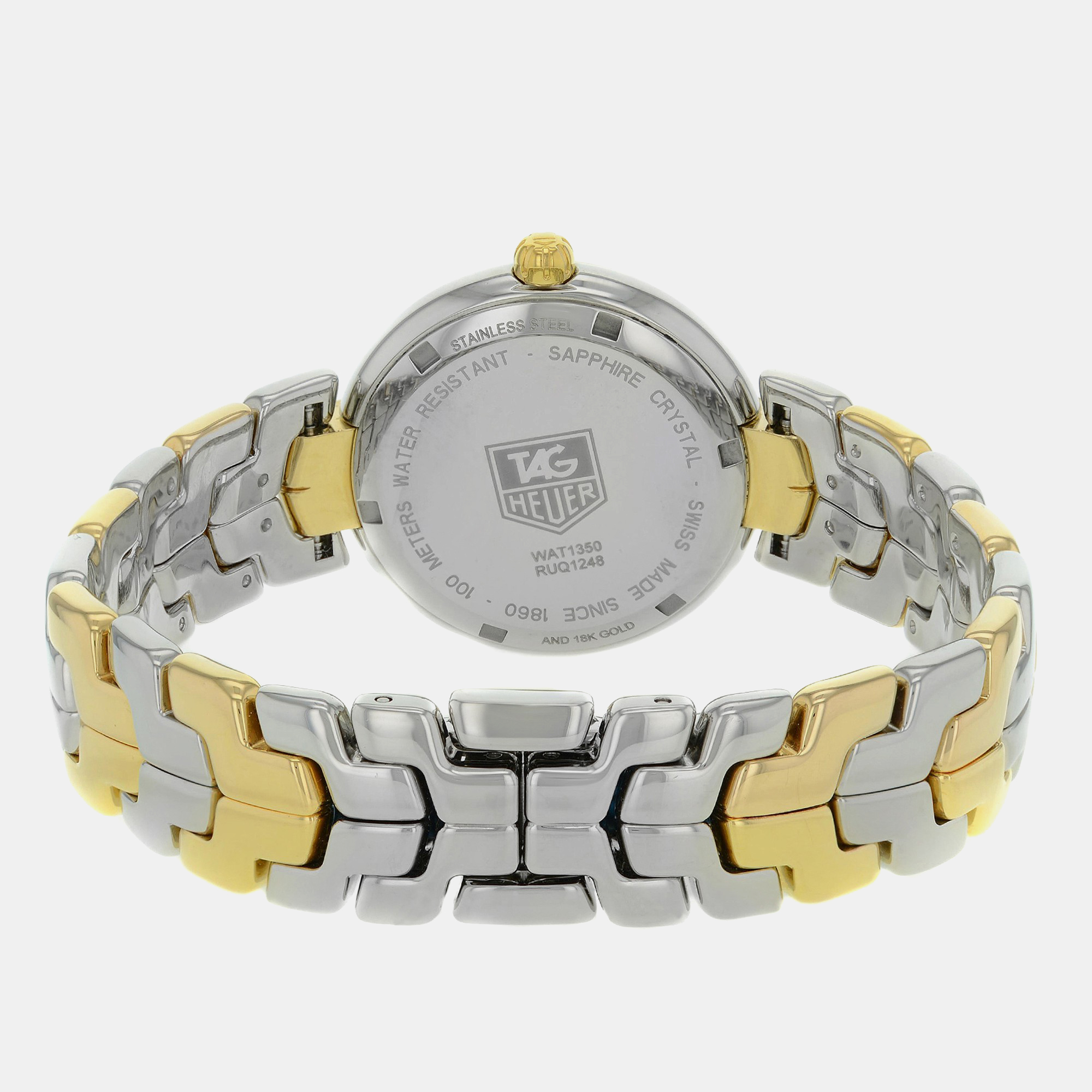 Tag Heuer White 18K Gold Stainless Steel Link  WAT1350.BB0957 Quartz  Women`s Wristwatch 34mm 
