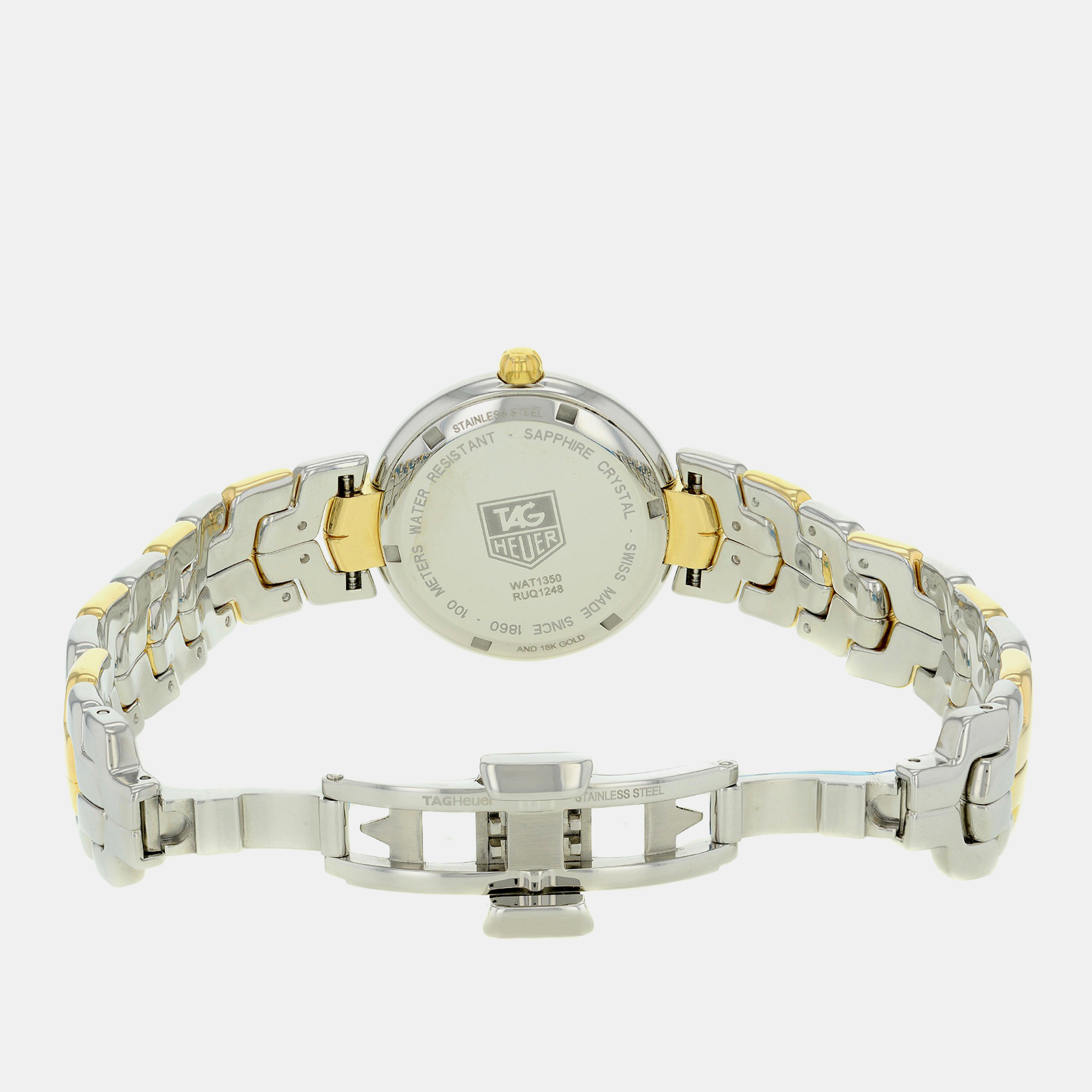 Tag Heuer White 18K Gold Stainless Steel Link  WAT1350.BB0957 Quartz  Women`s Wristwatch 34mm 