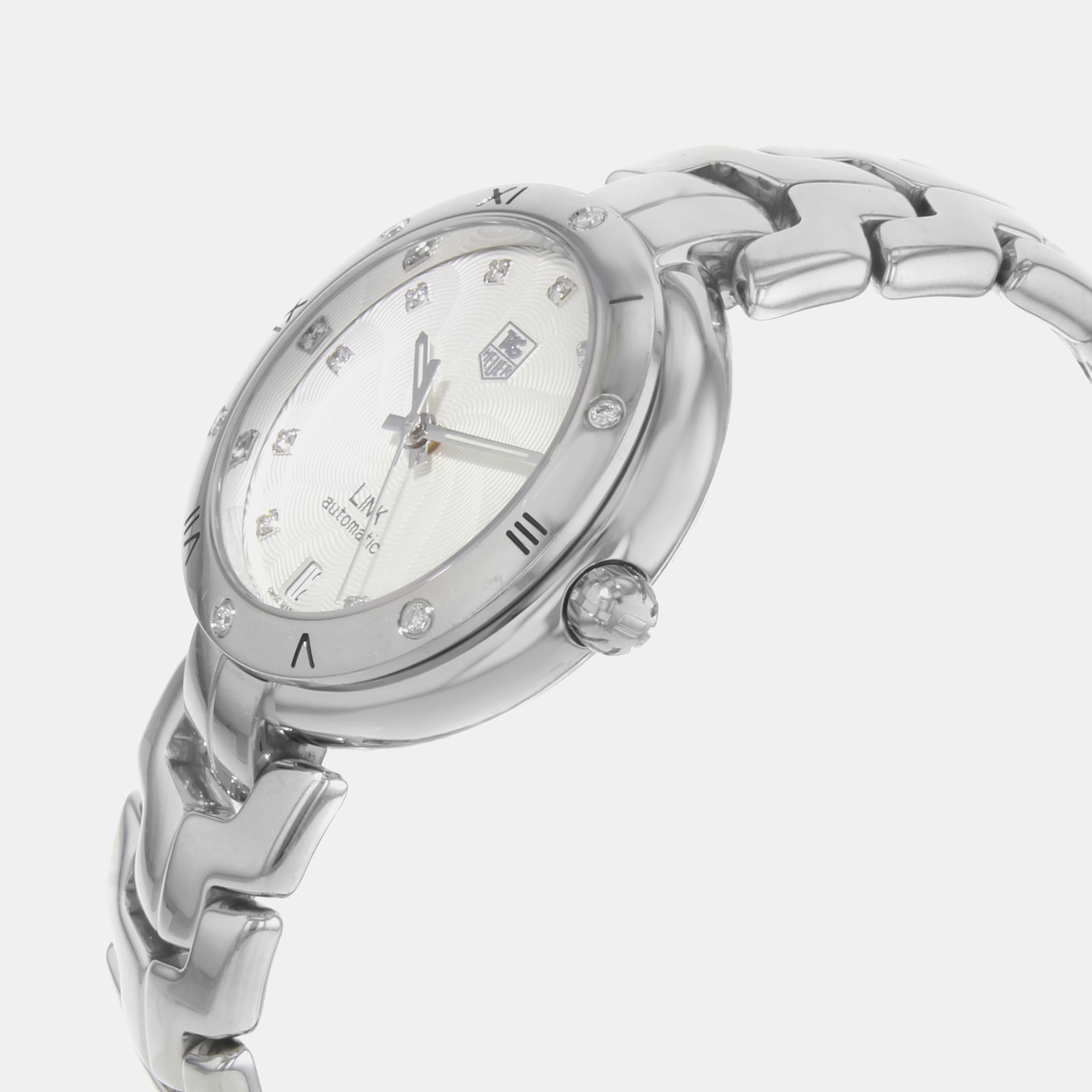 Tag Heuer White Steel Diamonds Link  WAT2312.BA0956 Automatic Women`s Wristwatch 34mm 