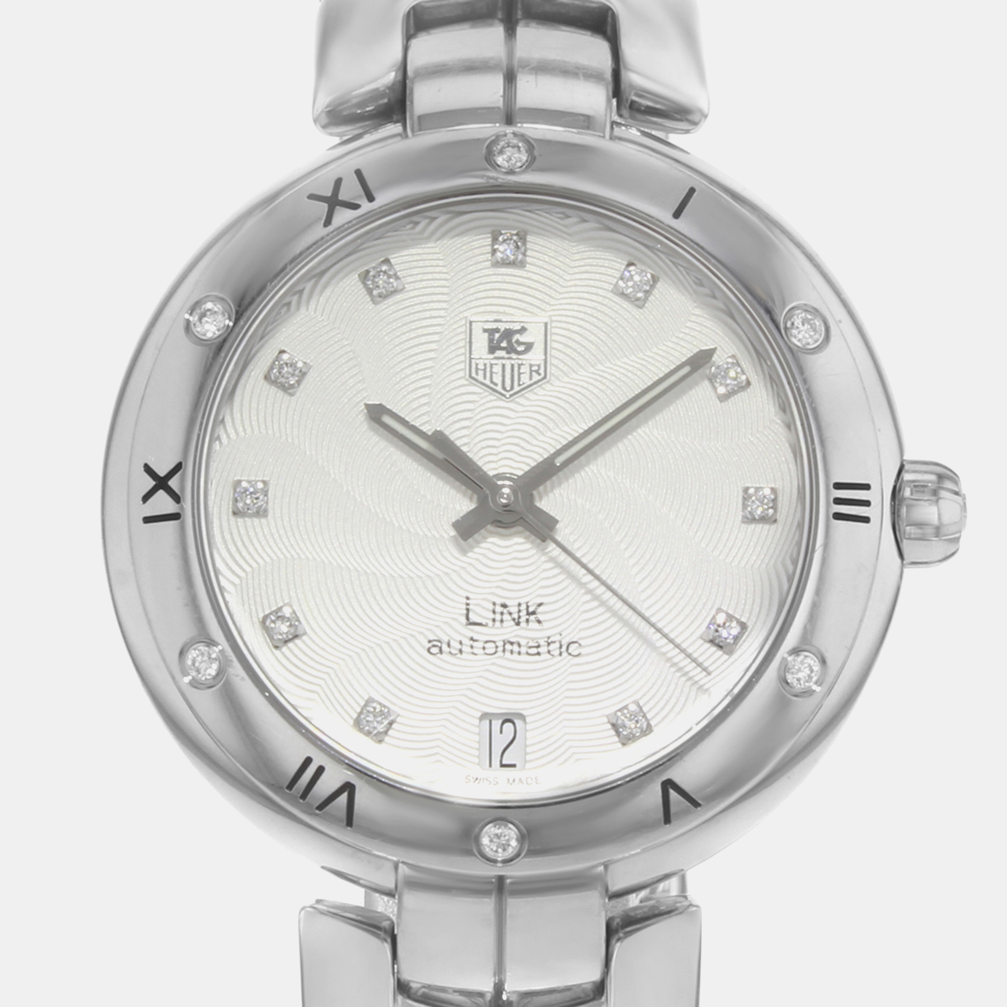 Tag Heuer White Steel Diamonds Link  WAT2312.BA0956 Automatic Women`s Wristwatch 34mm 