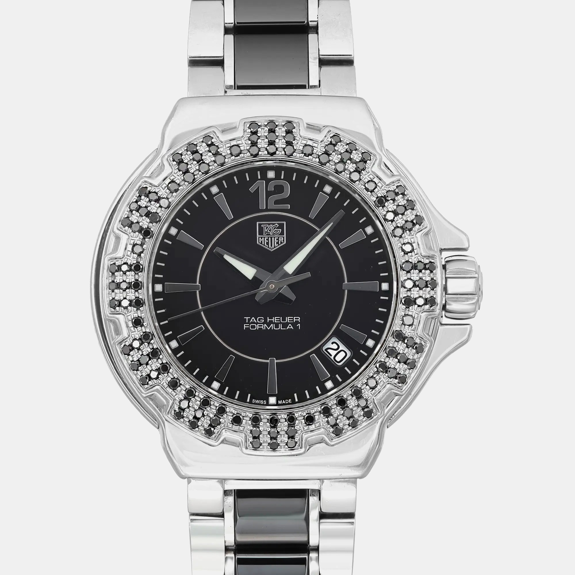Tag Heuer Black Steel Ceramic Formula 1 WAH1216.BA0859 Quarts Women`s Wristwatch 36mm 