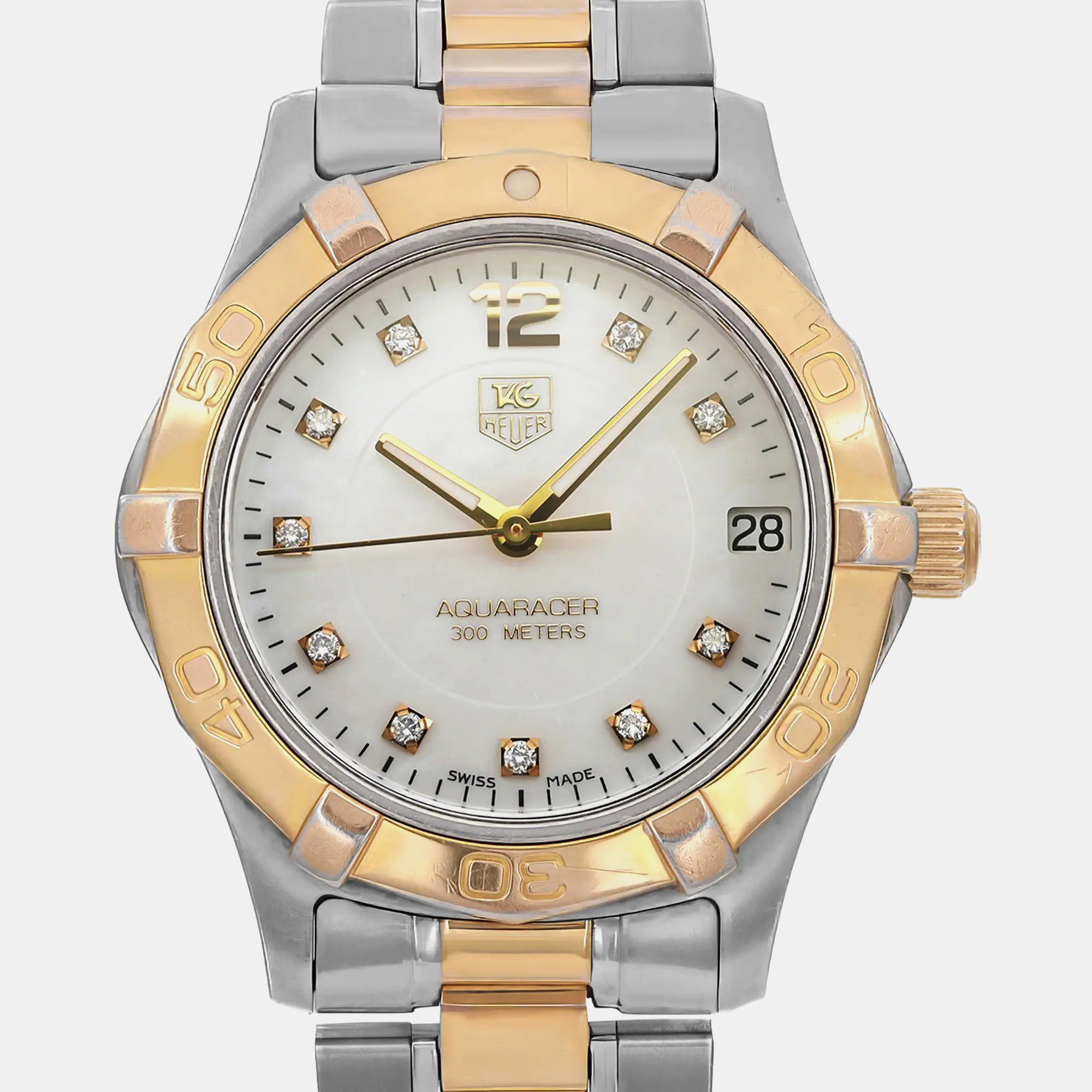 Tag Heuer White Stainless Steel Aquaracer  WAF1320.BB0820 Quarts Women`s Wristwatch 32mm 