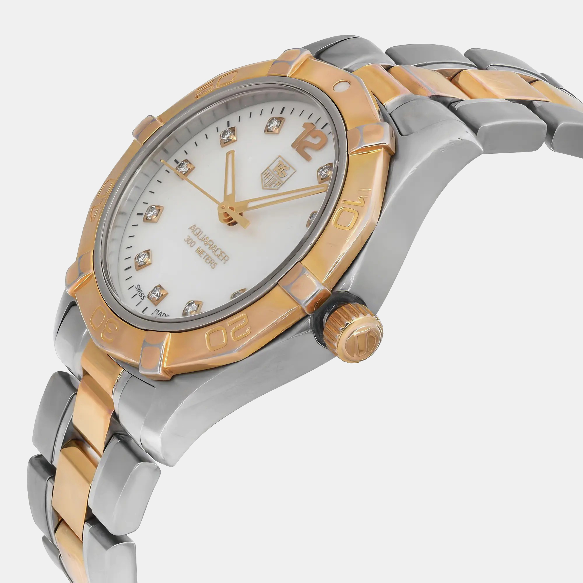 Tag Heuer White Stainless Steel Aquaracer  WAF1320.BB0820 Quarts Women`s Wristwatch 32mm 