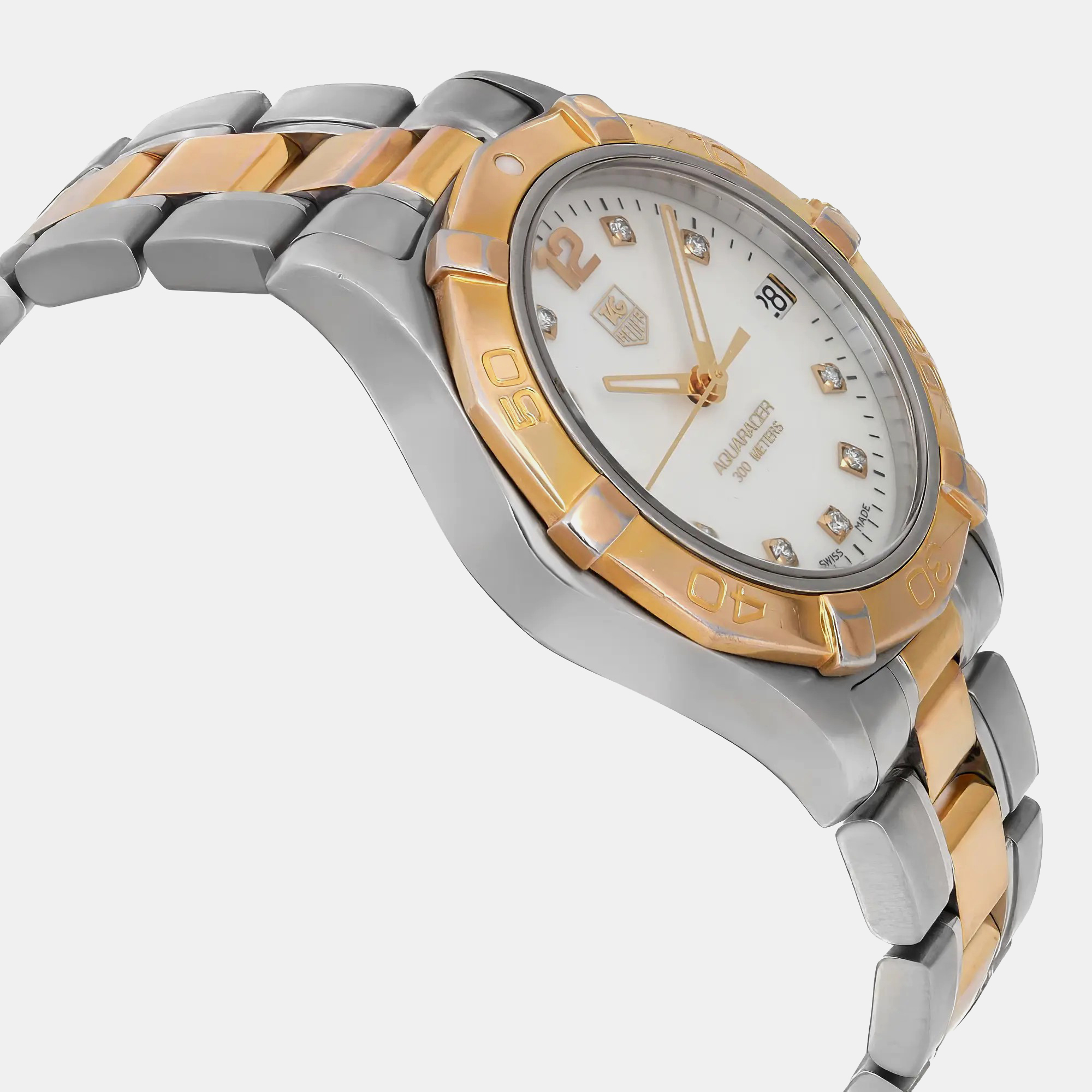 Tag Heuer White Stainless Steel Aquaracer  WAF1320.BB0820 Quarts Women`s Wristwatch 32mm 