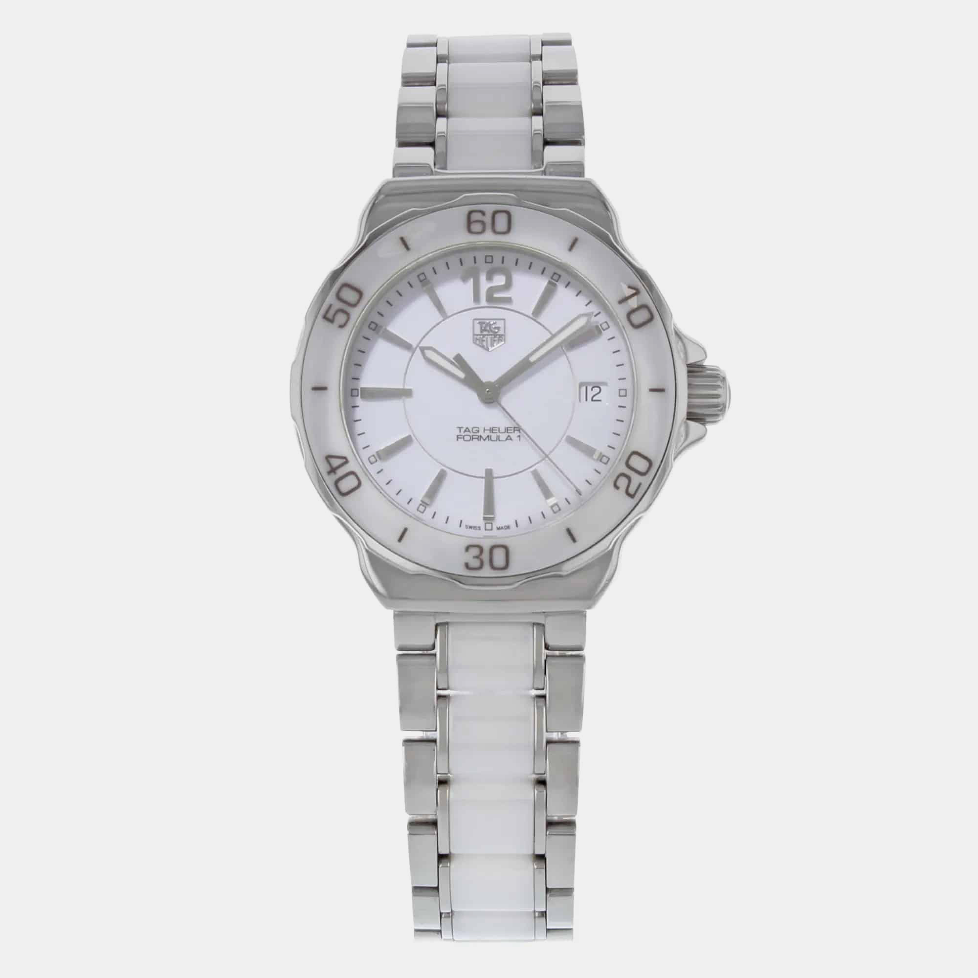 

Tag Heuer White Stainless Steel Ceramic Formula 1 WAH1211.BA086 Quartz Women's Wristwatch 37 mm