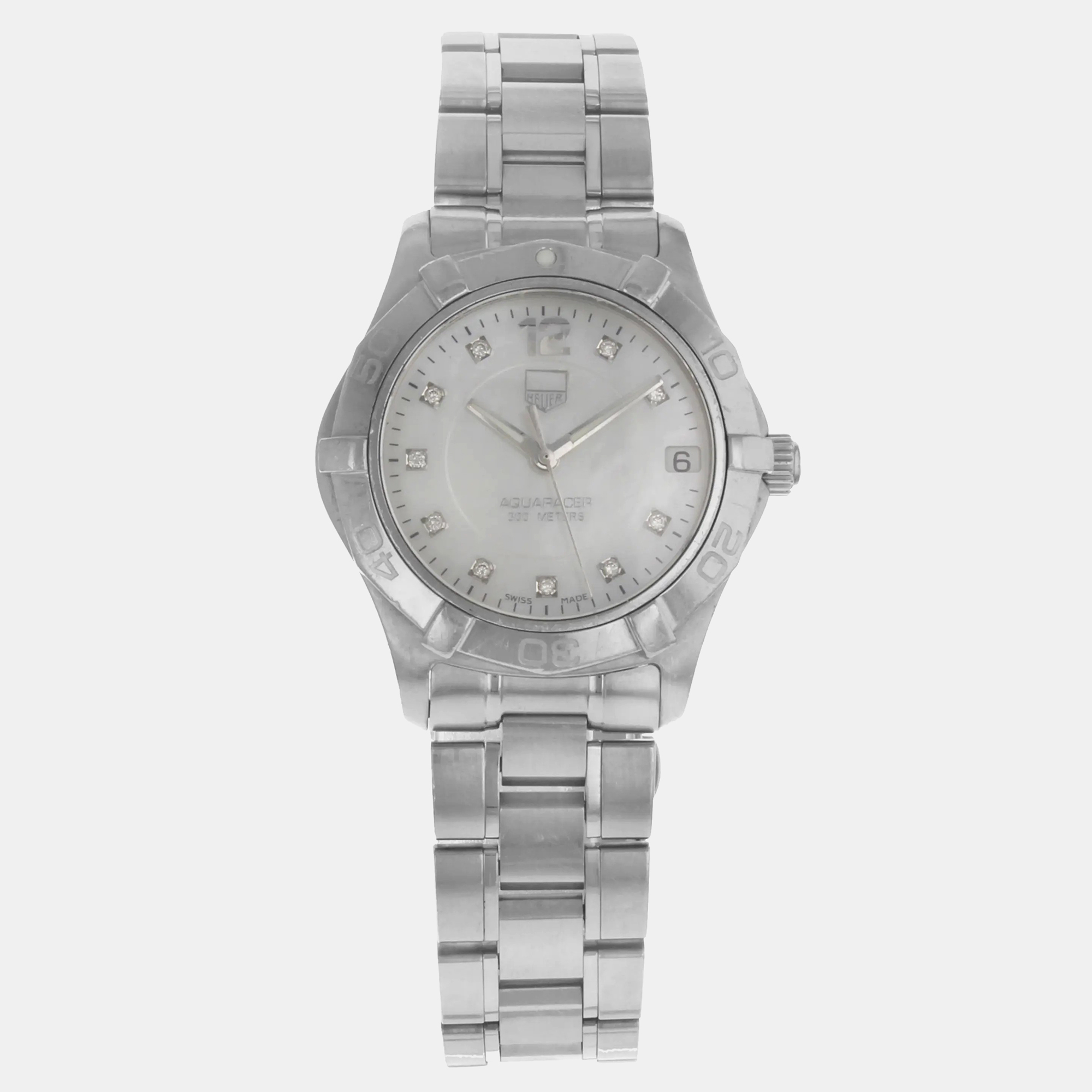 

Tag Heuer White MOP Stainless Steel Aquaracer WAF1312.BA0817 Quartz Women's Wristwatch 32 mm