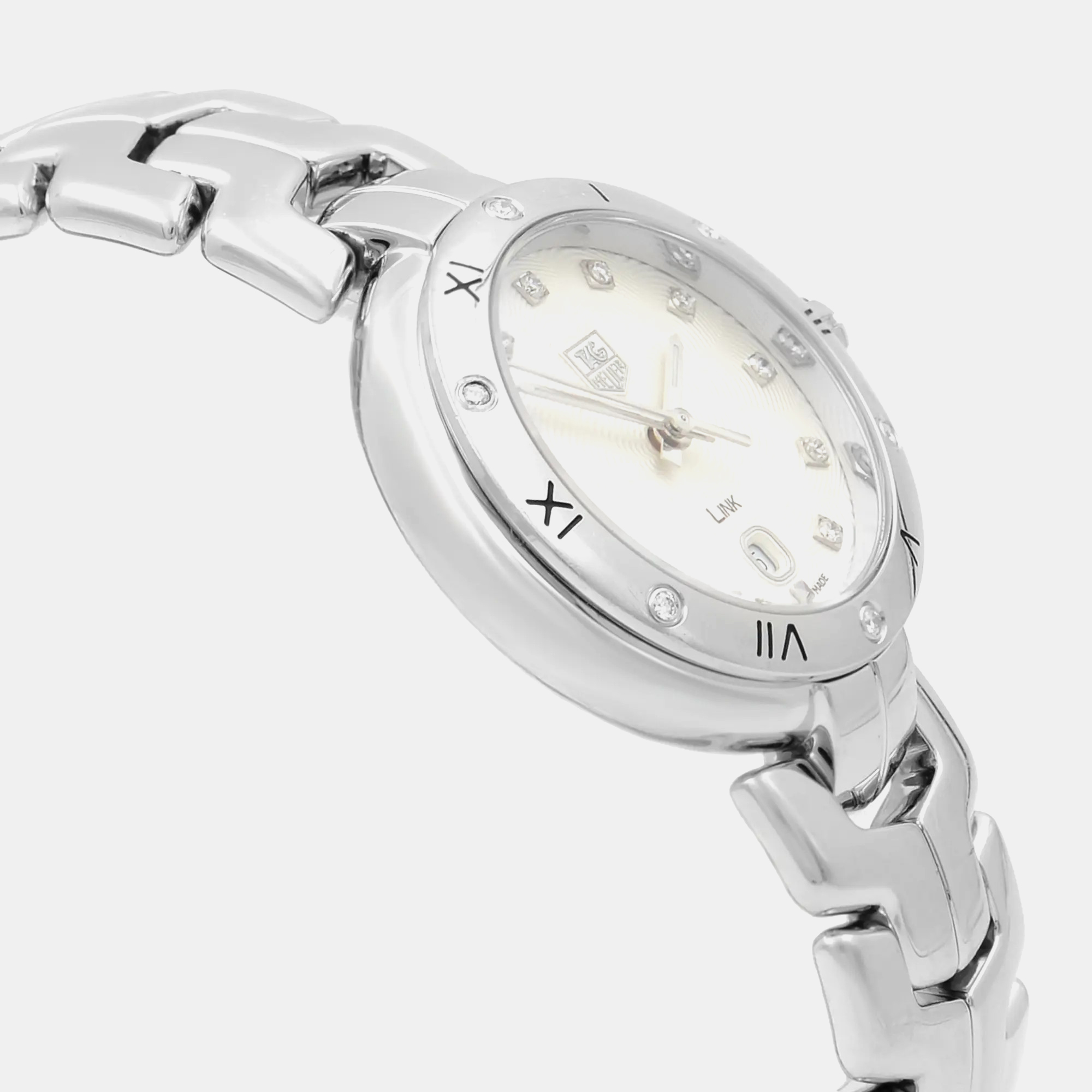 Tag Heuer Silver Diamond Stainless Steel Link WAT1413.BA0954 Quartz Women`s Wristwatch 29 mm 