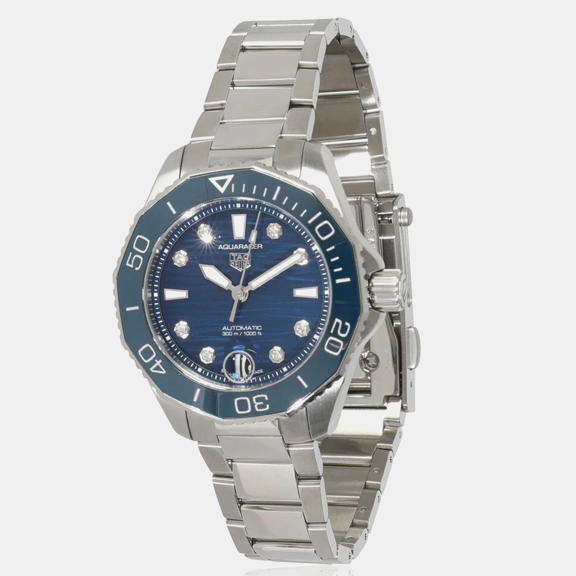 

Tag Heuer Blue Stainless Steel Aquaracer Automatic Women's Wristwatch 36 mm