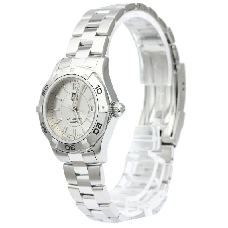 Pre Owned Tag Heuer Silver Stainless Steel Aquaracer Women's Wristwatch 27MM