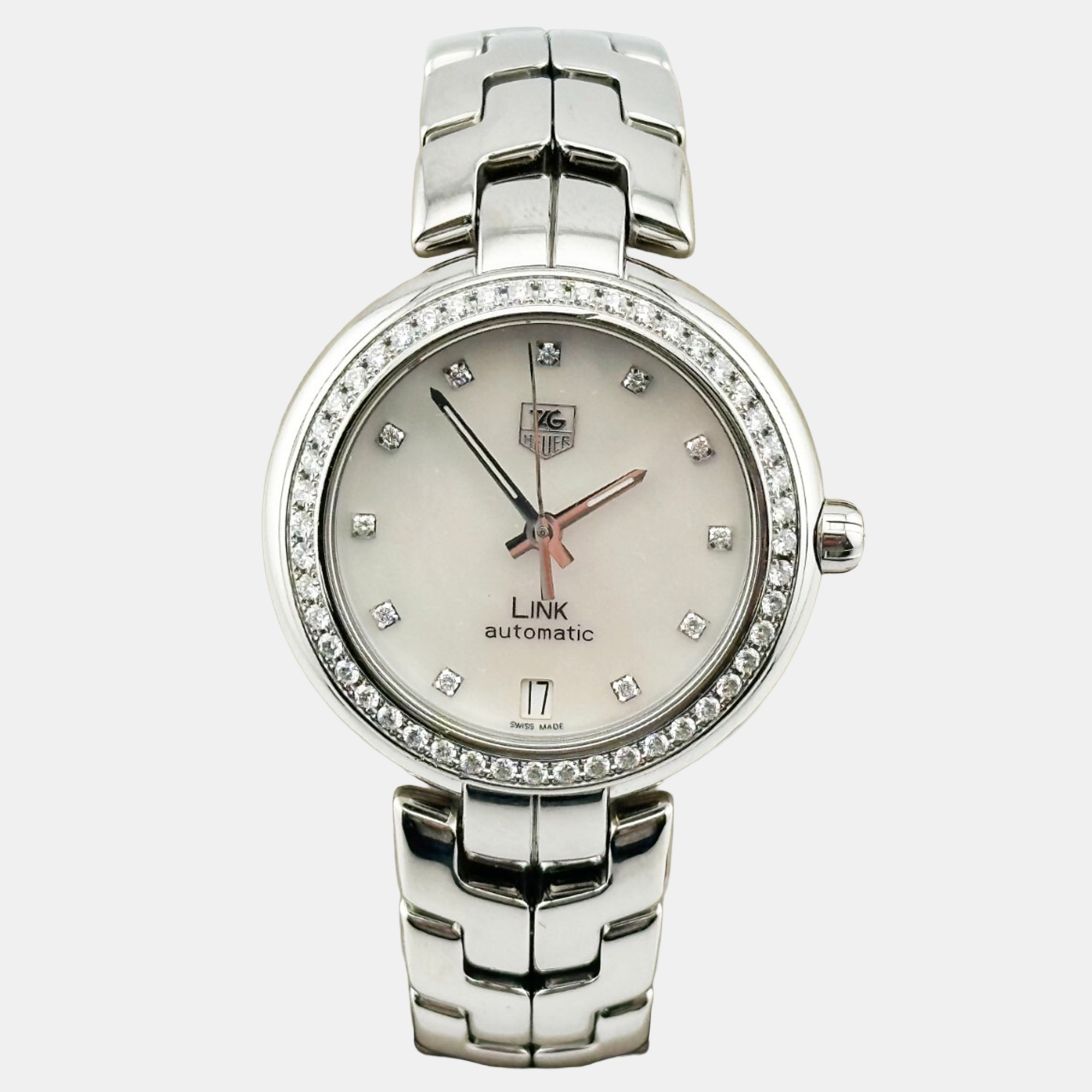 

Tag Heuer Link WAT2314.BA0956 Automatic White MOP Diamond Stainless Steel Women's Wristwatch 34.5 mm